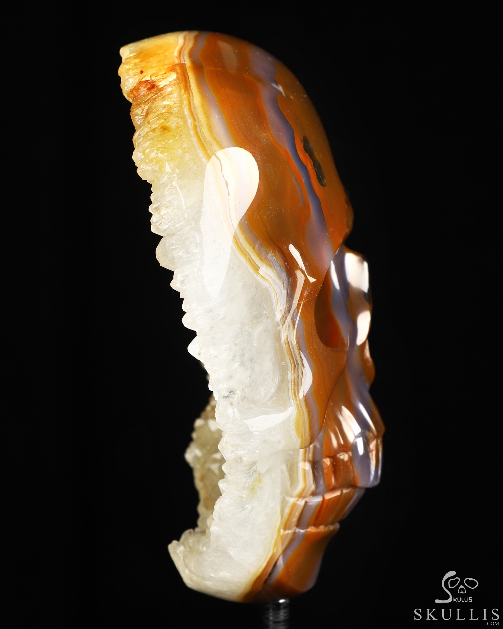 5.1" Premium Brazilian Agate Geode Hand Carved Crystal Skull Fine Art Sculpture, Crystal Healing 5.1" Premium Brazilian Agate Geode Hand Carved Crystal Skull Fine Art Sculpture, Crystal Healing