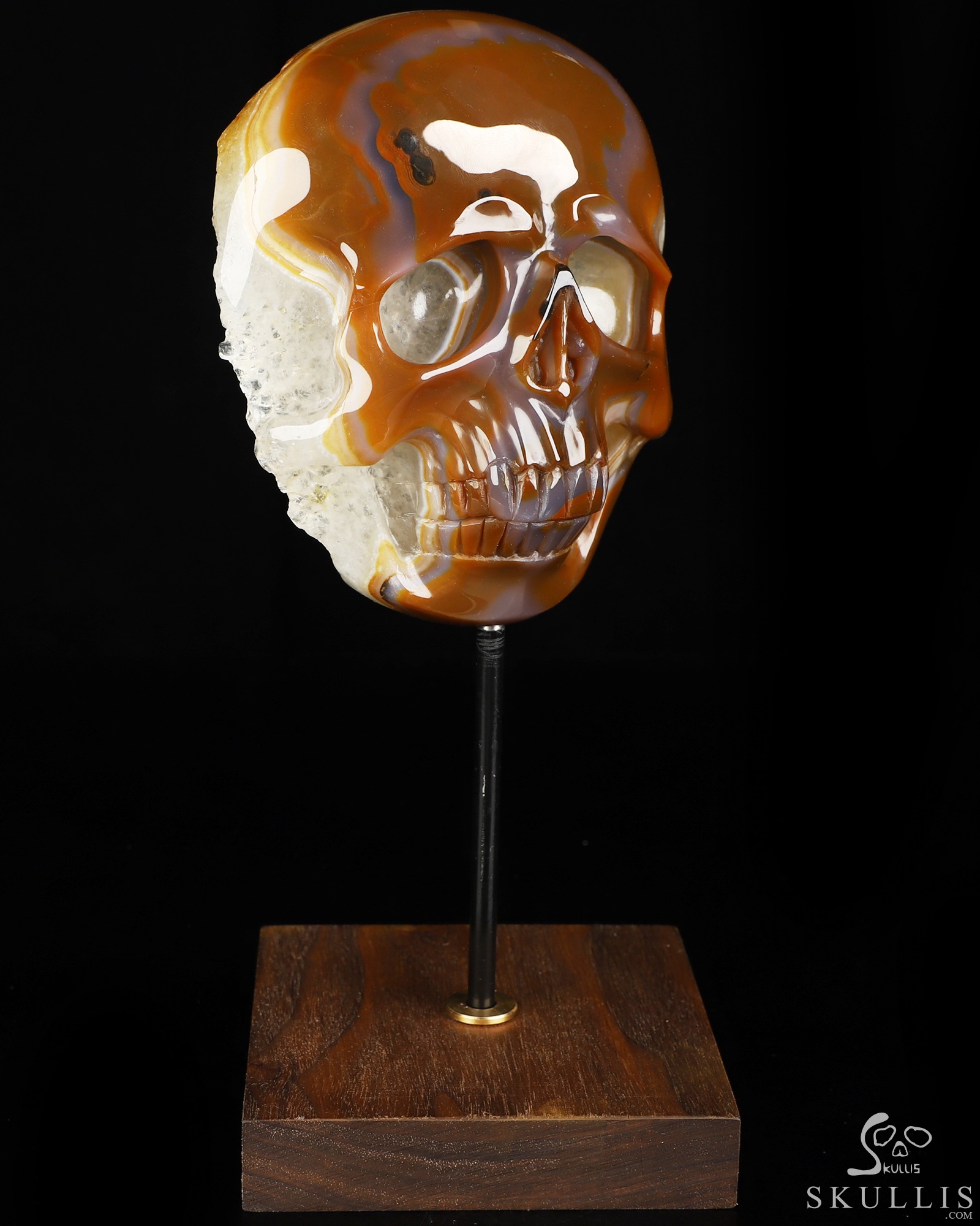 5.1" Premium Brazilian Agate Geode Hand Carved Crystal Skull Fine Art Sculpture, Crystal Healing 5.1" Premium Brazilian Agate Geode Hand Carved Crystal Skull Fine Art Sculpture, Crystal Healing