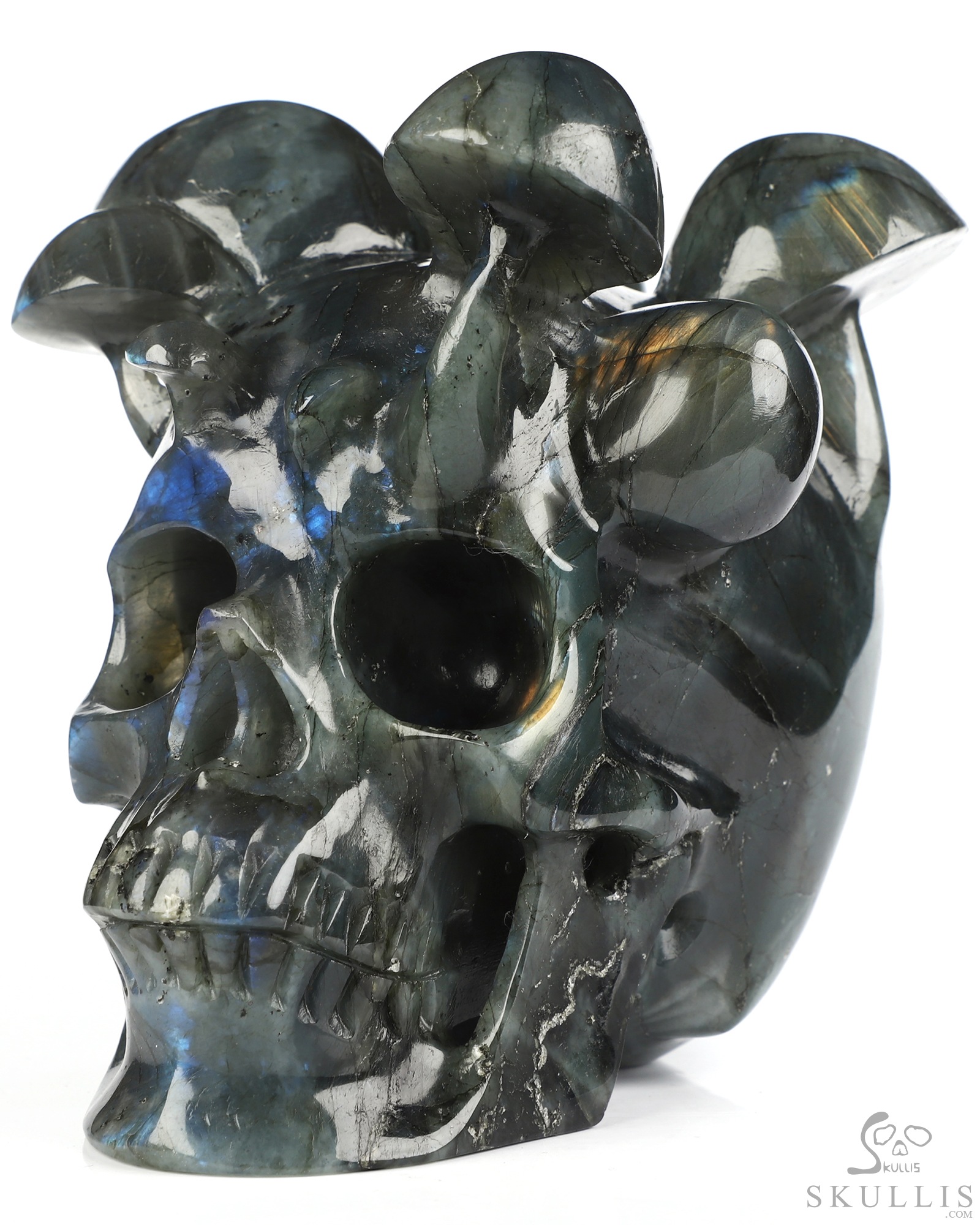 5.1" Labradorite Hand Carved Mushroom Crystal Skull Sculpture, Crystal Healing 5.1" Labradorite Hand Carved Mushroom Crystal Skull Sculpture, Crystal Healing