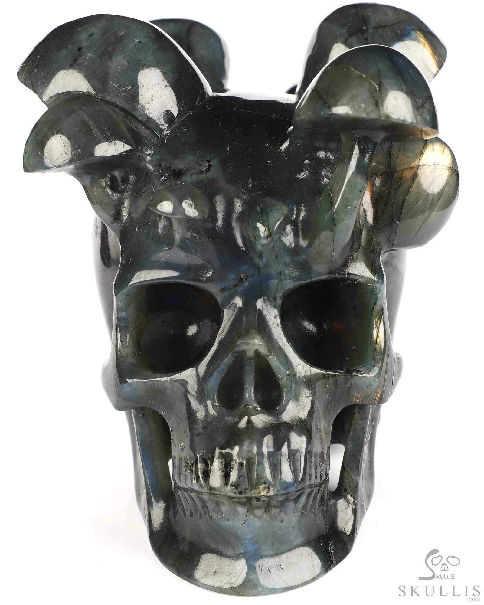 5.1" Labradorite Hand Carved Mushroom Crystal Skull Sculpture, Crystal Healing 5.1" Labradorite Hand Carved Mushroom Crystal Skull Sculpture, Crystal Healing