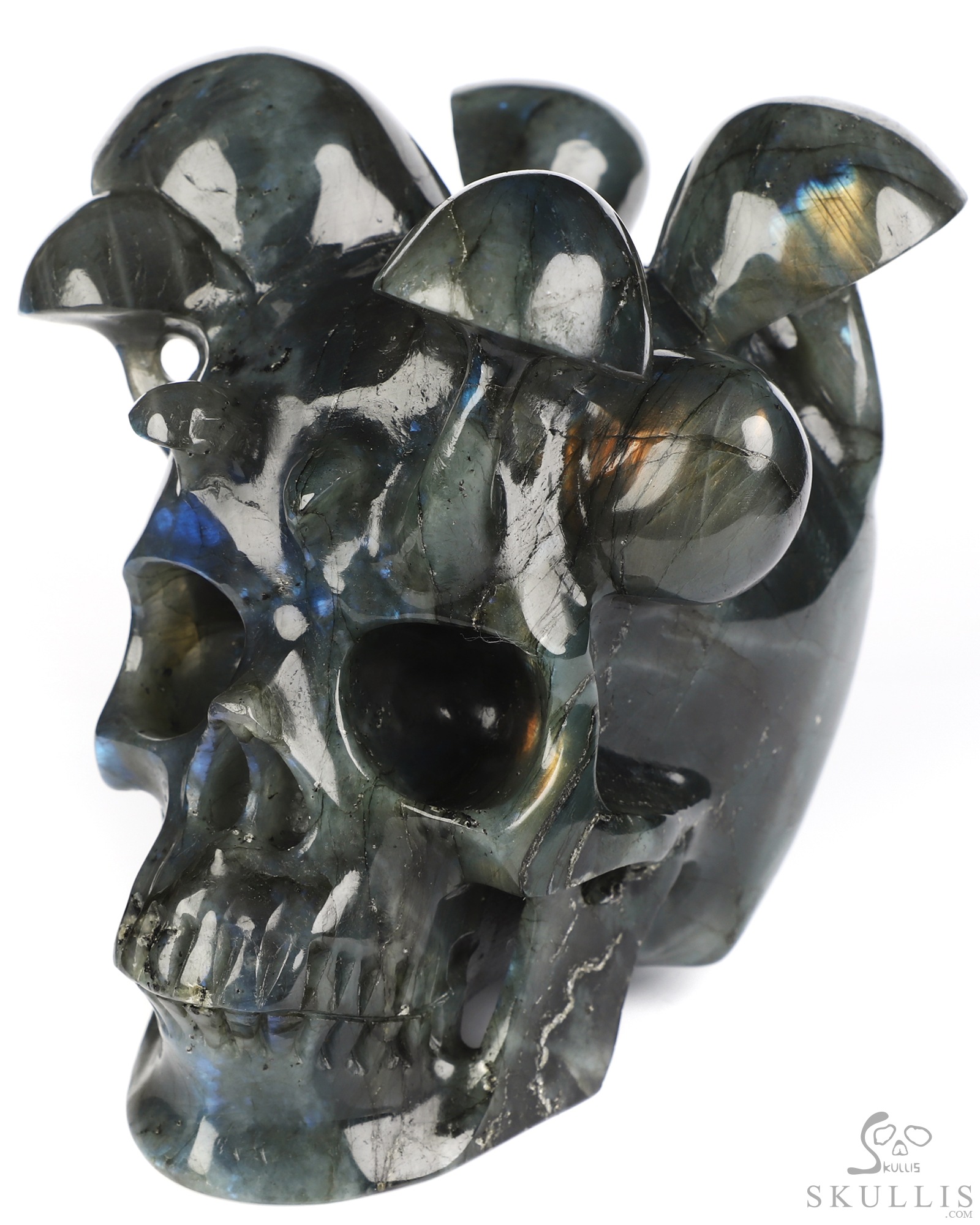 5.1" Labradorite Hand Carved Mushroom Crystal Skull Sculpture, Crystal Healing 5.1" Labradorite Hand Carved Mushroom Crystal Skull Sculpture, Crystal Healing