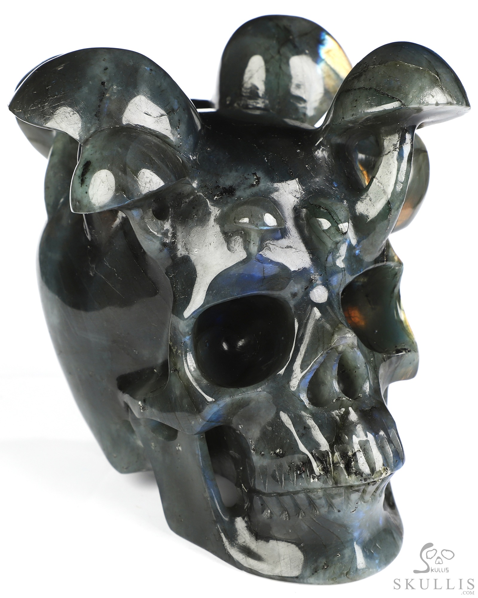 5.1" Labradorite Hand Carved Mushroom Crystal Skull Sculpture, Crystal Healing 5.1" Labradorite Hand Carved Mushroom Crystal Skull Sculpture, Crystal Healing