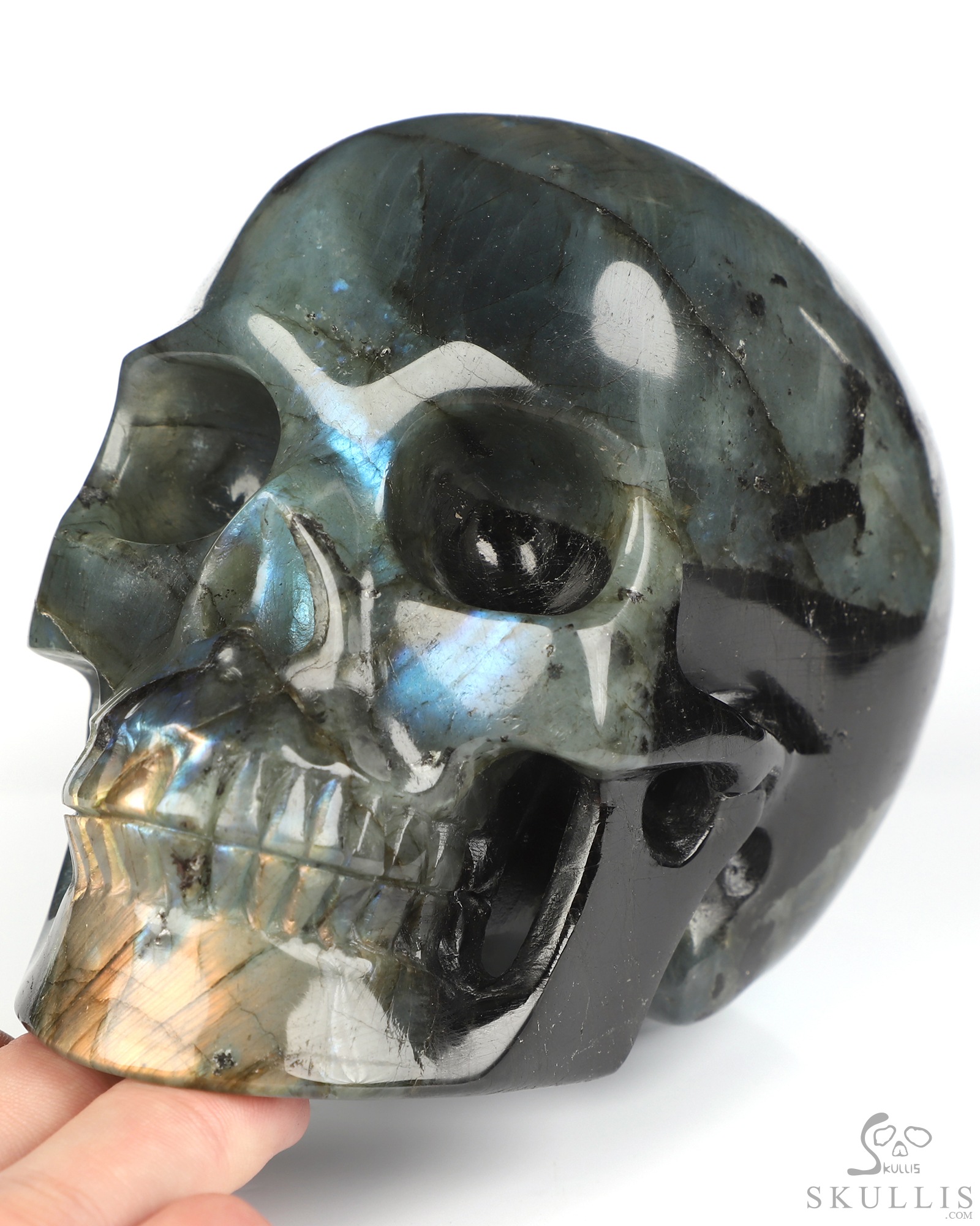 5.0" Labradorite Hand Carved Crystal Skull, Realistic, Crystal Healing 5.0" Labradorite Hand Carved Crystal Skull, Realistic, Crystal Healing
