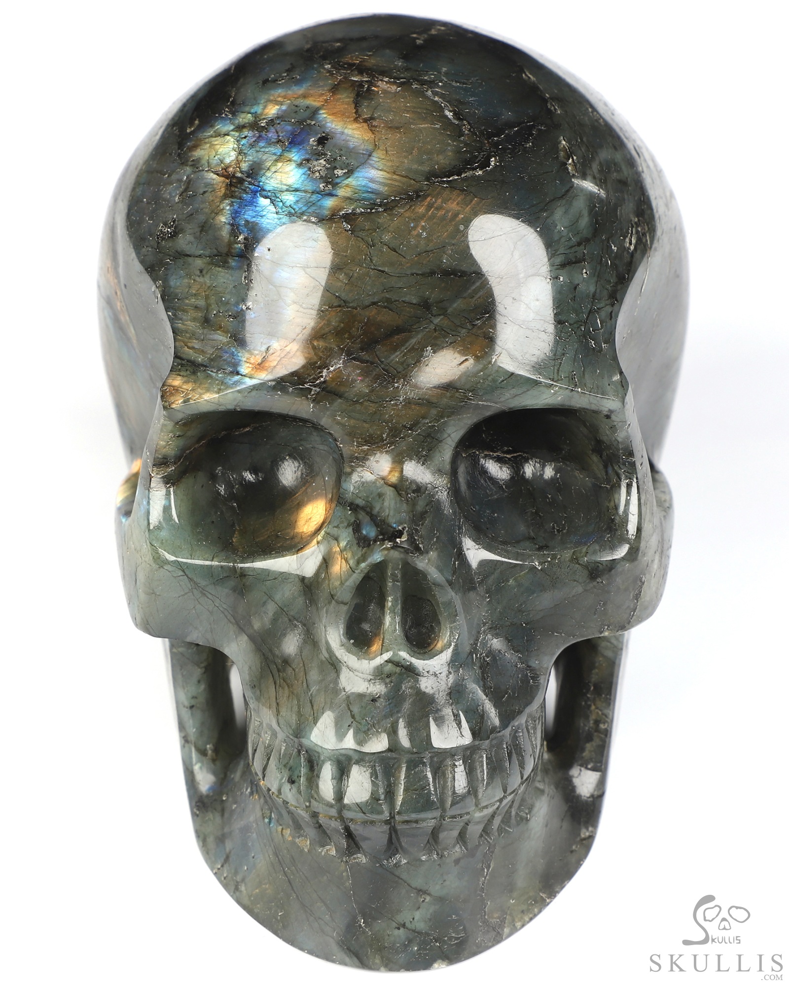 4.8" Labradorite Hand Carved Crystal Skull, Realistic, Crystal Healing 4.8" Labradorite Hand Carved Crystal Skull, Realistic, Crystal Healing
