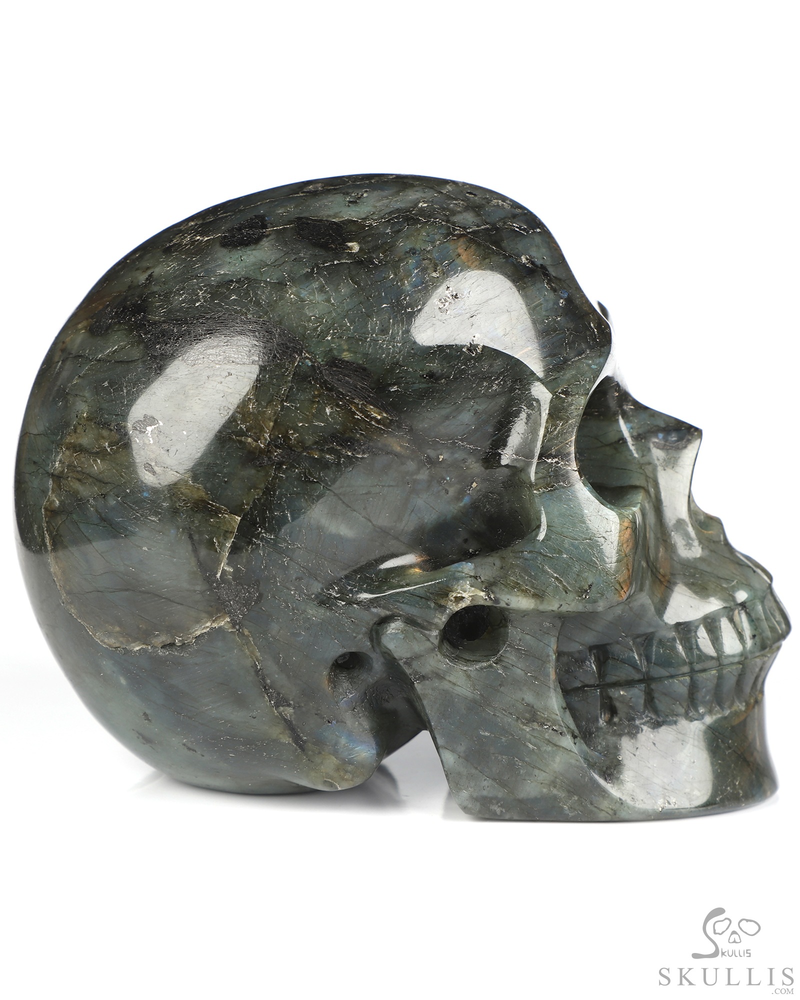 4.8" Labradorite Hand Carved Crystal Skull, Realistic, Crystal Healing 4.8" Labradorite Hand Carved Crystal Skull, Realistic, Crystal Healing