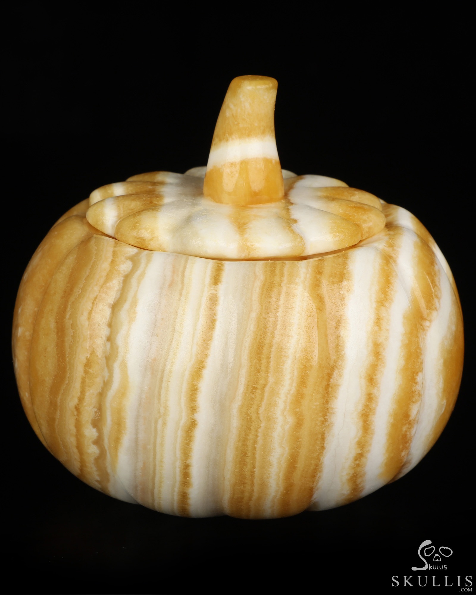 4.1" Beeswax Jade Hand Carved Hollow Jack-O'-Lantern Pumpkin Crystal Skull Sculpture, Crystal Healing 4.1" Beeswax Jade Hand Carved Hollow Jack-O'-Lantern Pumpkin Crystal Skull Sculpture, Crystal Healing