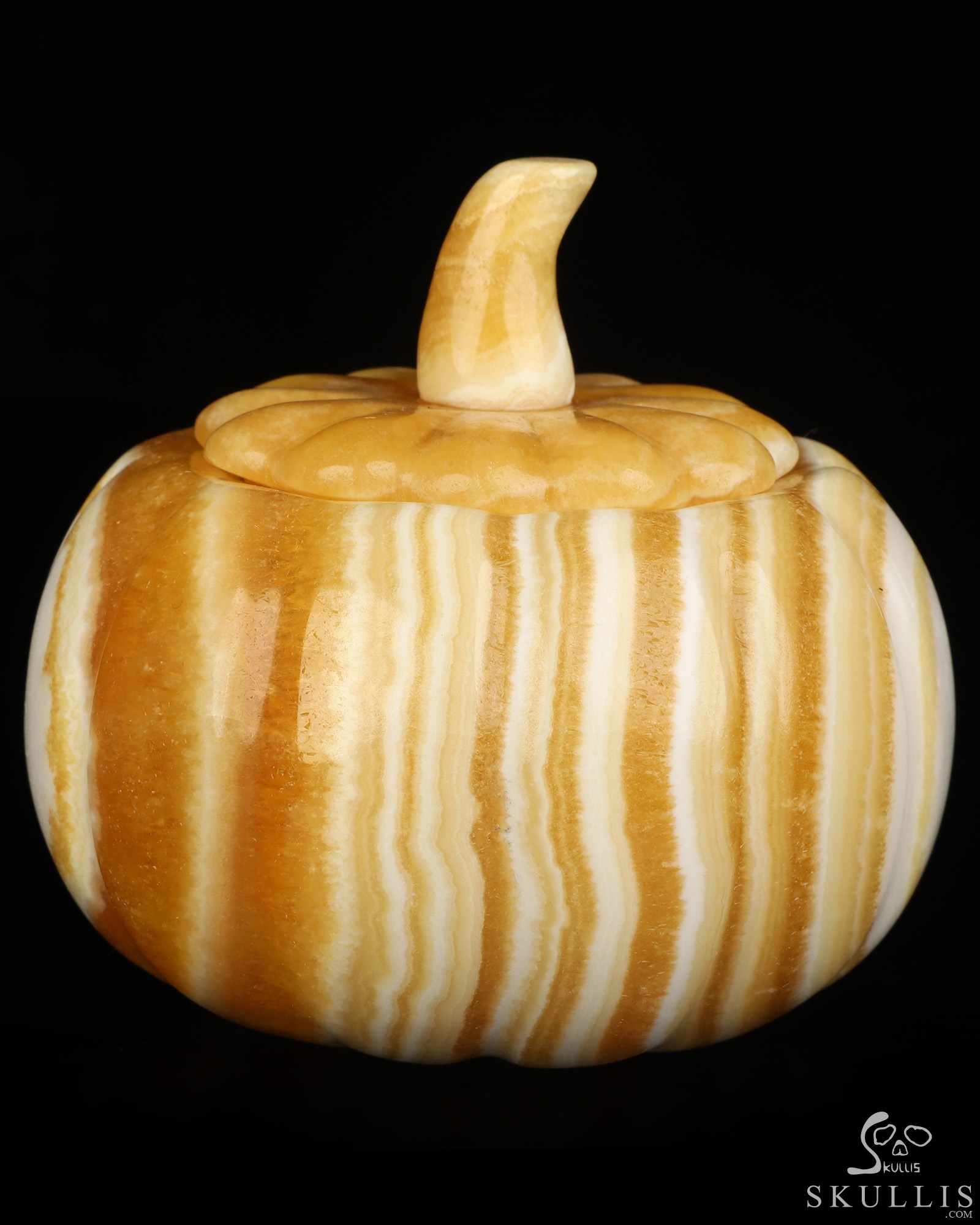 4.1" Beeswax Jade Hand Carved Hollow Jack-O'-Lantern Pumpkin Crystal Skull Sculpture, Crystal Healing 4.1" Beeswax Jade Hand Carved Hollow Jack-O'-Lantern Pumpkin Crystal Skull Sculpture, Crystal Healing