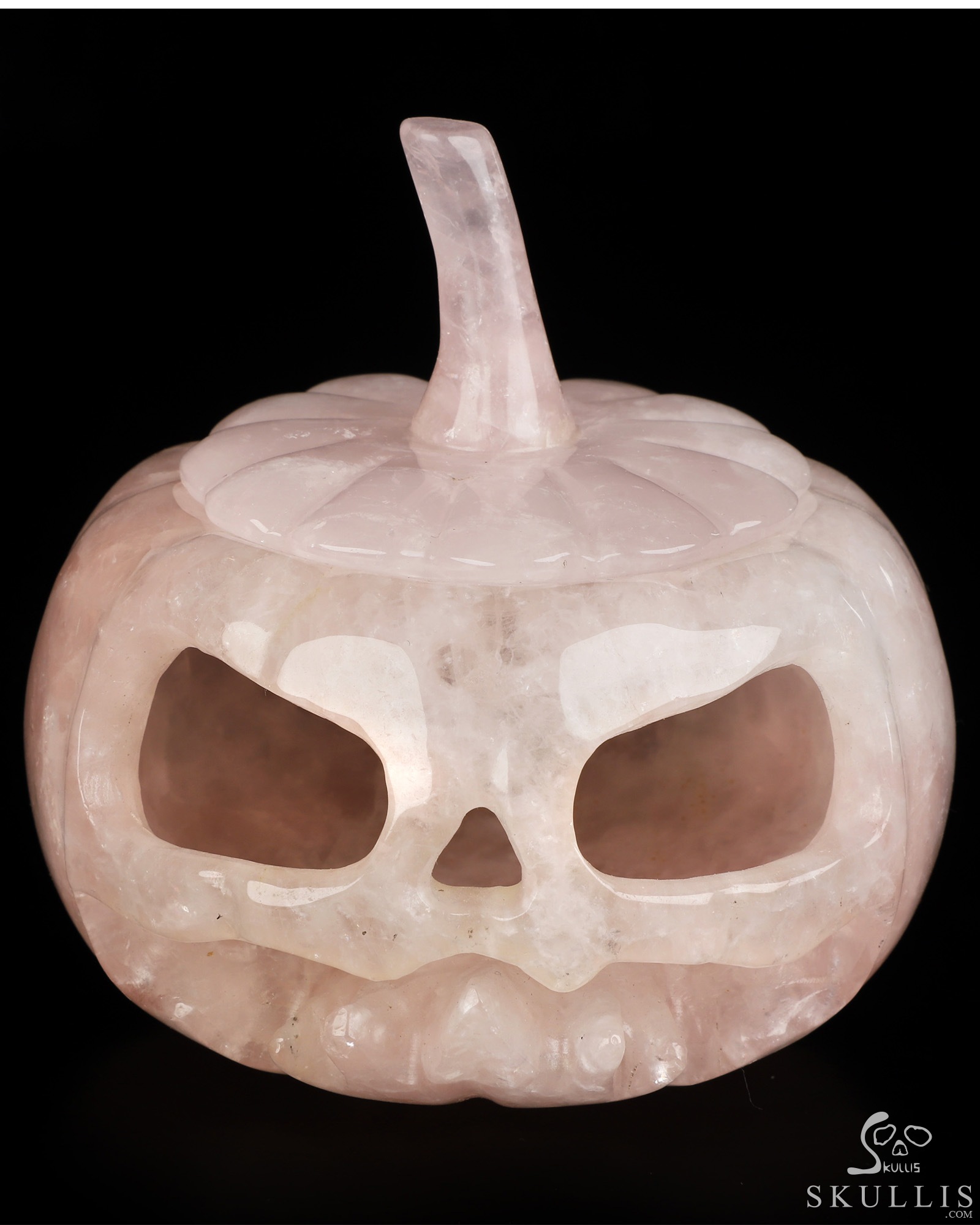 4.1" Rose Quartz Hand Carved Hollow Jack-O'-Lantern Pumpkin Crystal Skull Sculpture, Crystal Healing 4.1" Rose Quartz Hand Carved Hollow Jack-O'-Lantern Pumpkin Crystal Skull Sculpture, Crystal Healing