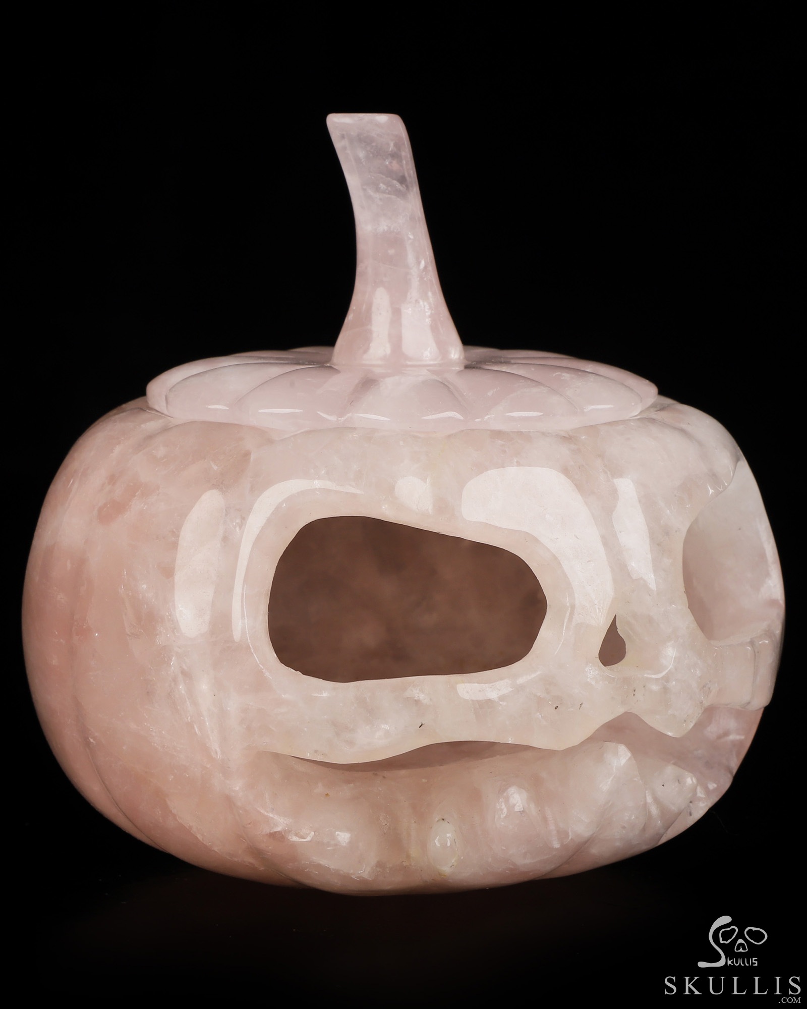 4.1" Rose Quartz Hand Carved Hollow Jack-O'-Lantern Pumpkin Crystal Skull Sculpture, Crystal Healing 4.1" Rose Quartz Hand Carved Hollow Jack-O'-Lantern Pumpkin Crystal Skull Sculpture, Crystal Healing