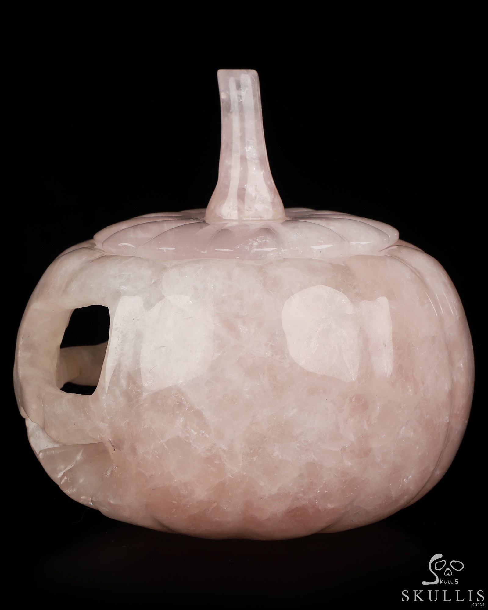 4.1" Rose Quartz Hand Carved Hollow Jack-O'-Lantern Pumpkin Crystal Skull Sculpture, Crystal Healing 4.1" Rose Quartz Hand Carved Hollow Jack-O'-Lantern Pumpkin Crystal Skull Sculpture, Crystal Healing