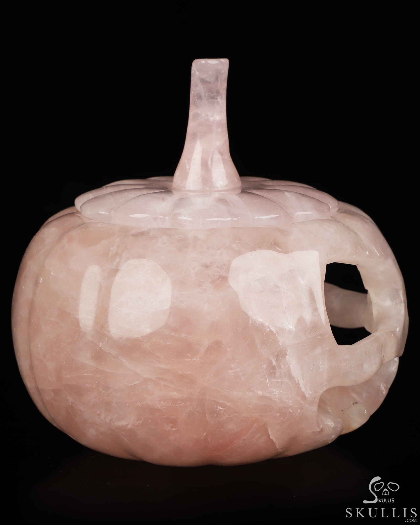 4.1" Rose Quartz Hand Carved Hollow Jack-O'-Lantern Pumpkin Crystal Skull Sculpture, Crystal Healing 4.1" Rose Quartz Hand Carved Hollow Jack-O'-Lantern Pumpkin Crystal Skull Sculpture, Crystal Healing