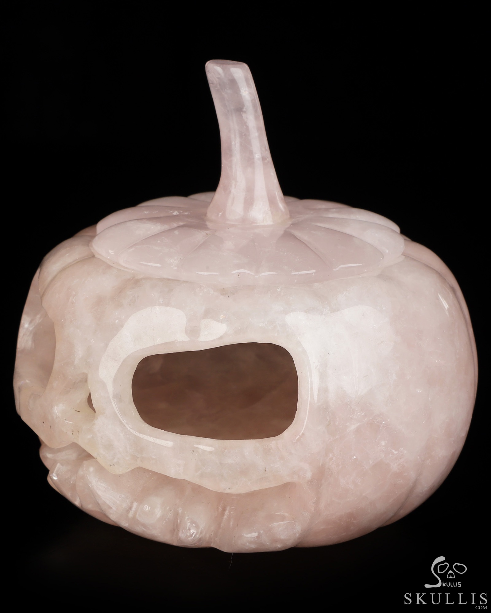 4.1" Rose Quartz Hand Carved Hollow Jack-O'-Lantern Pumpkin Crystal Skull Sculpture, Crystal Healing 4.1" Rose Quartz Hand Carved Hollow Jack-O'-Lantern Pumpkin Crystal Skull Sculpture, Crystal Healing