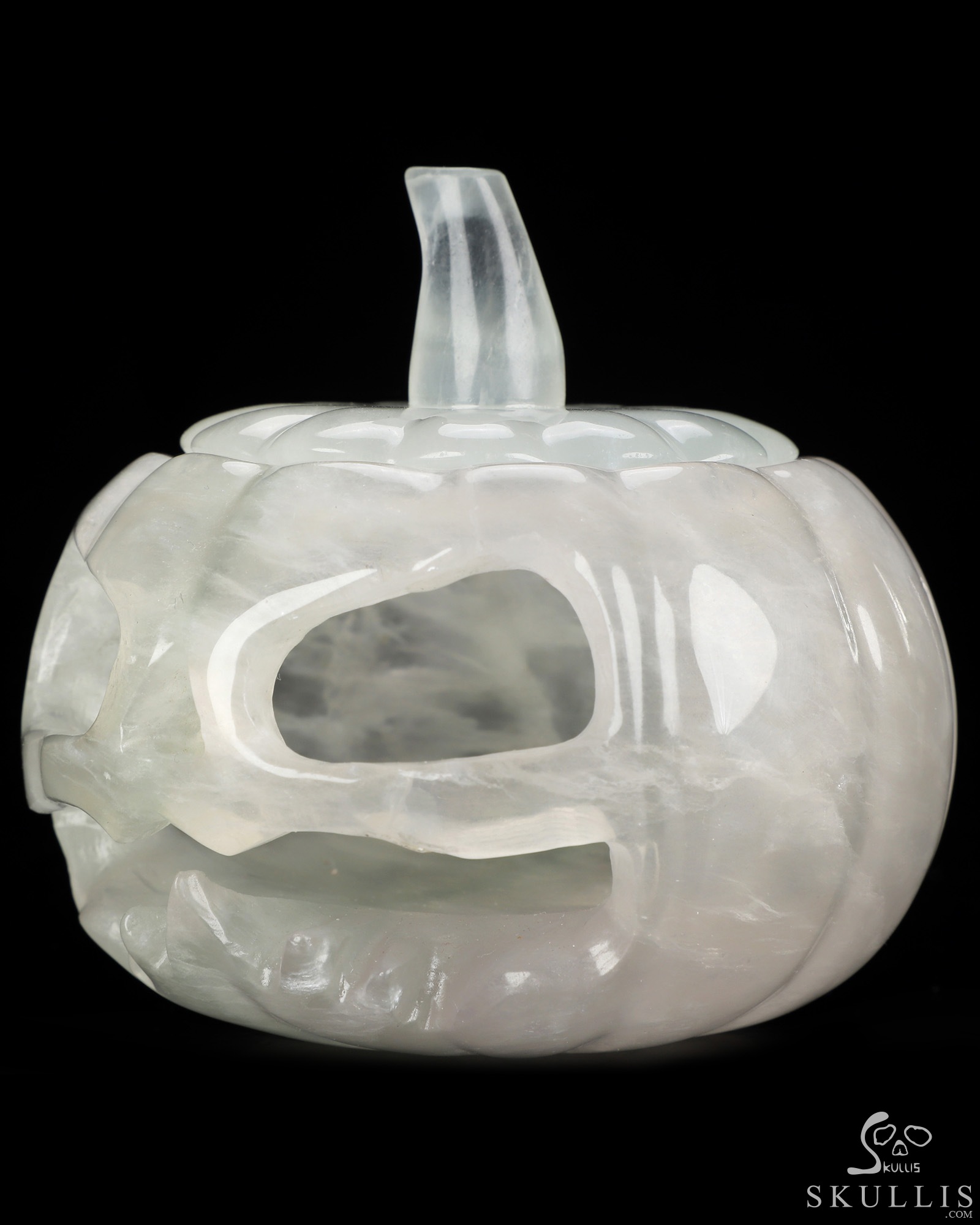 4.1" Fluorite Hand Carved Hollow Jack-O'-Lantern Pumpkin Crystal Skull Sculpture, Crystal Healing 4.1" Fluorite Hand Carved Hollow Jack-O'-Lantern Pumpkin Crystal Skull Sculpture, Crystal Healing