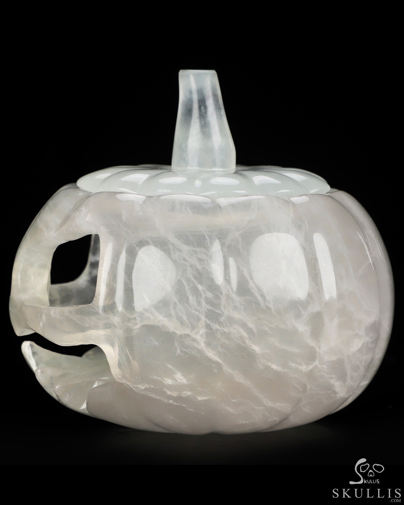 4.1" Fluorite Hand Carved Hollow Jack-O'-Lantern Pumpkin Crystal Skull Sculpture, Crystal Healing 4.1" Fluorite Hand Carved Hollow Jack-O'-Lantern Pumpkin Crystal Skull Sculpture, Crystal Healing