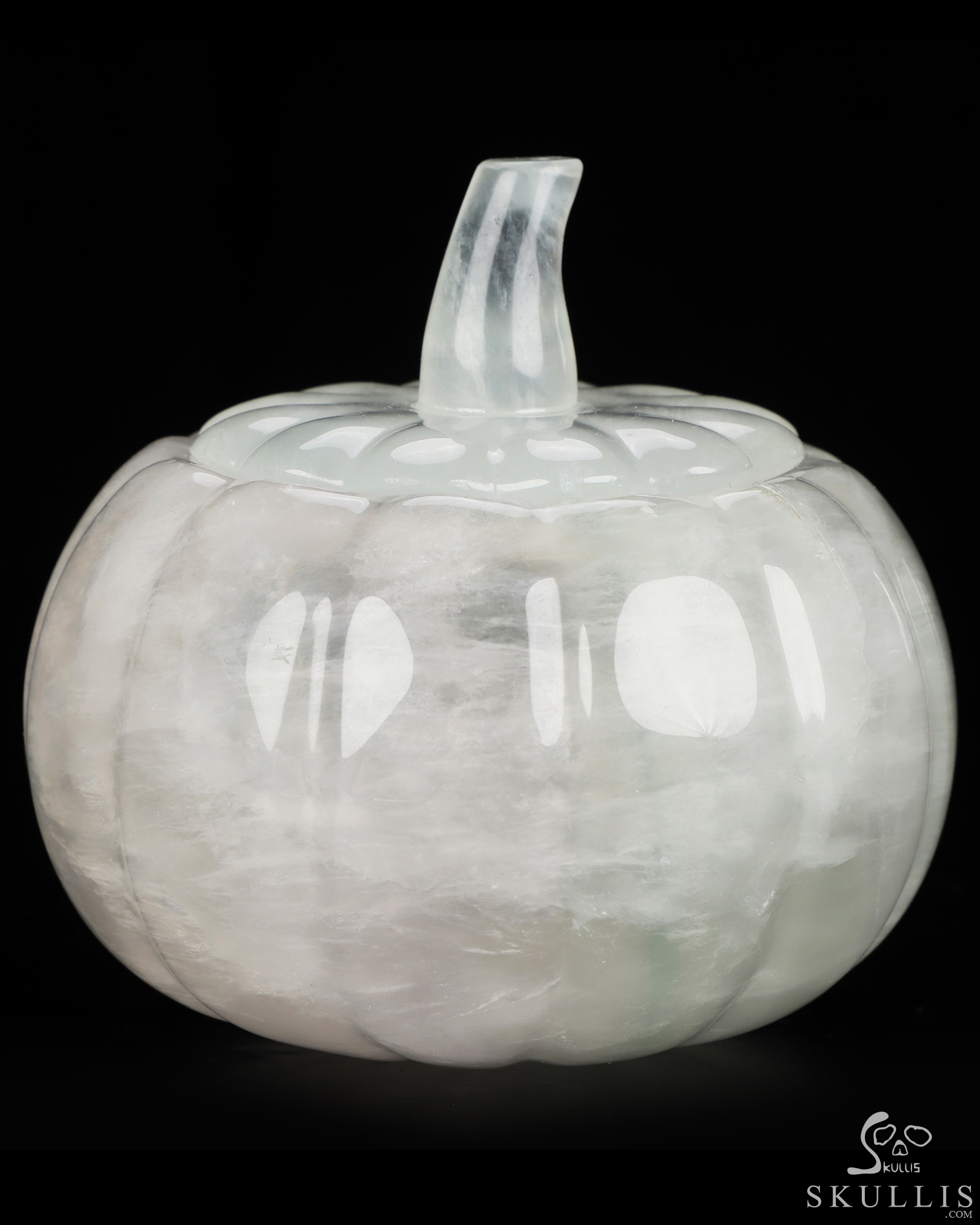 4.1" Fluorite Hand Carved Hollow Jack-O'-Lantern Pumpkin Crystal Skull Sculpture, Crystal Healing 4.1" Fluorite Hand Carved Hollow Jack-O'-Lantern Pumpkin Crystal Skull Sculpture, Crystal Healing