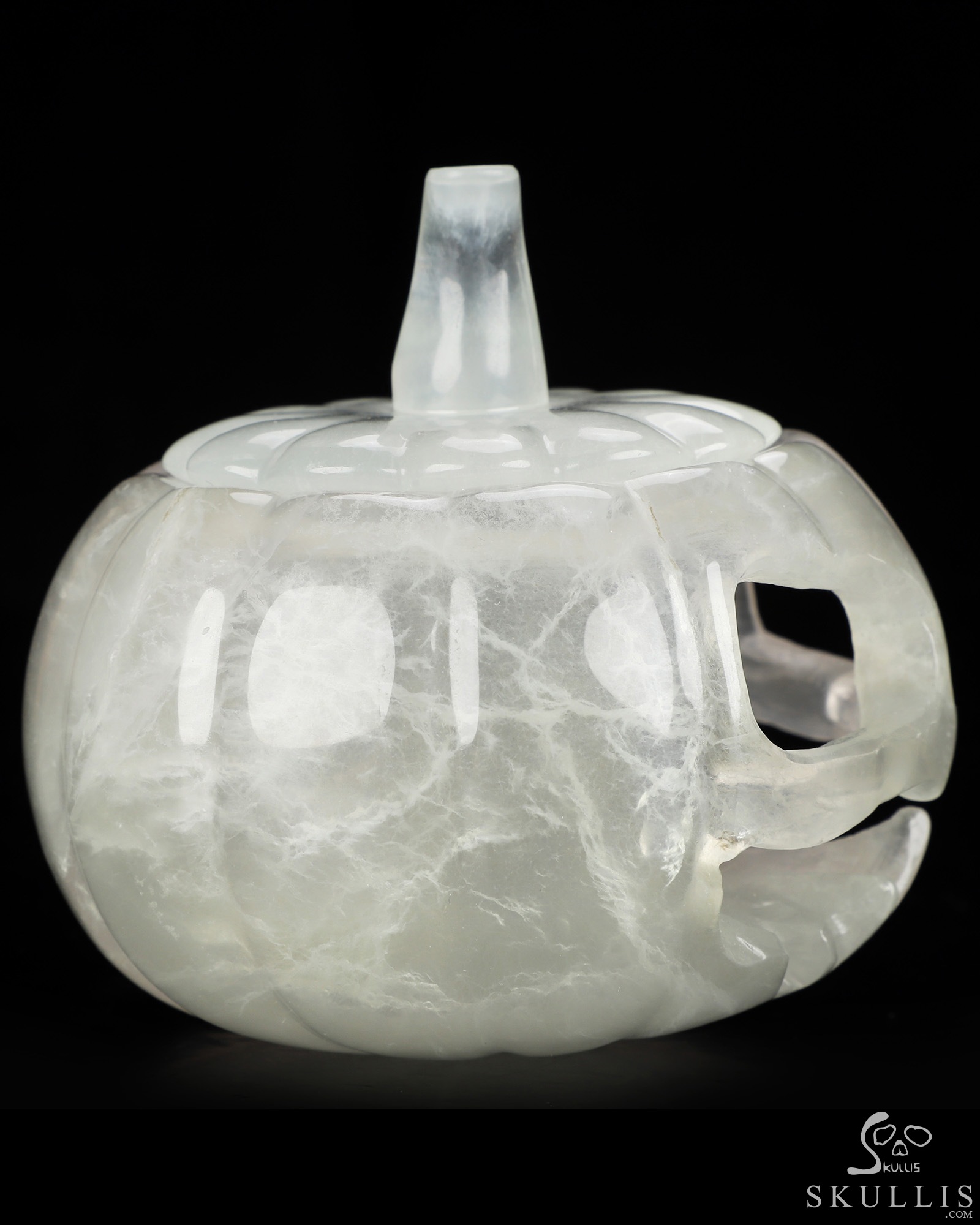 4.1" Fluorite Hand Carved Hollow Jack-O'-Lantern Pumpkin Crystal Skull Sculpture, Crystal Healing 4.1" Fluorite Hand Carved Hollow Jack-O'-Lantern Pumpkin Crystal Skull Sculpture, Crystal Healing