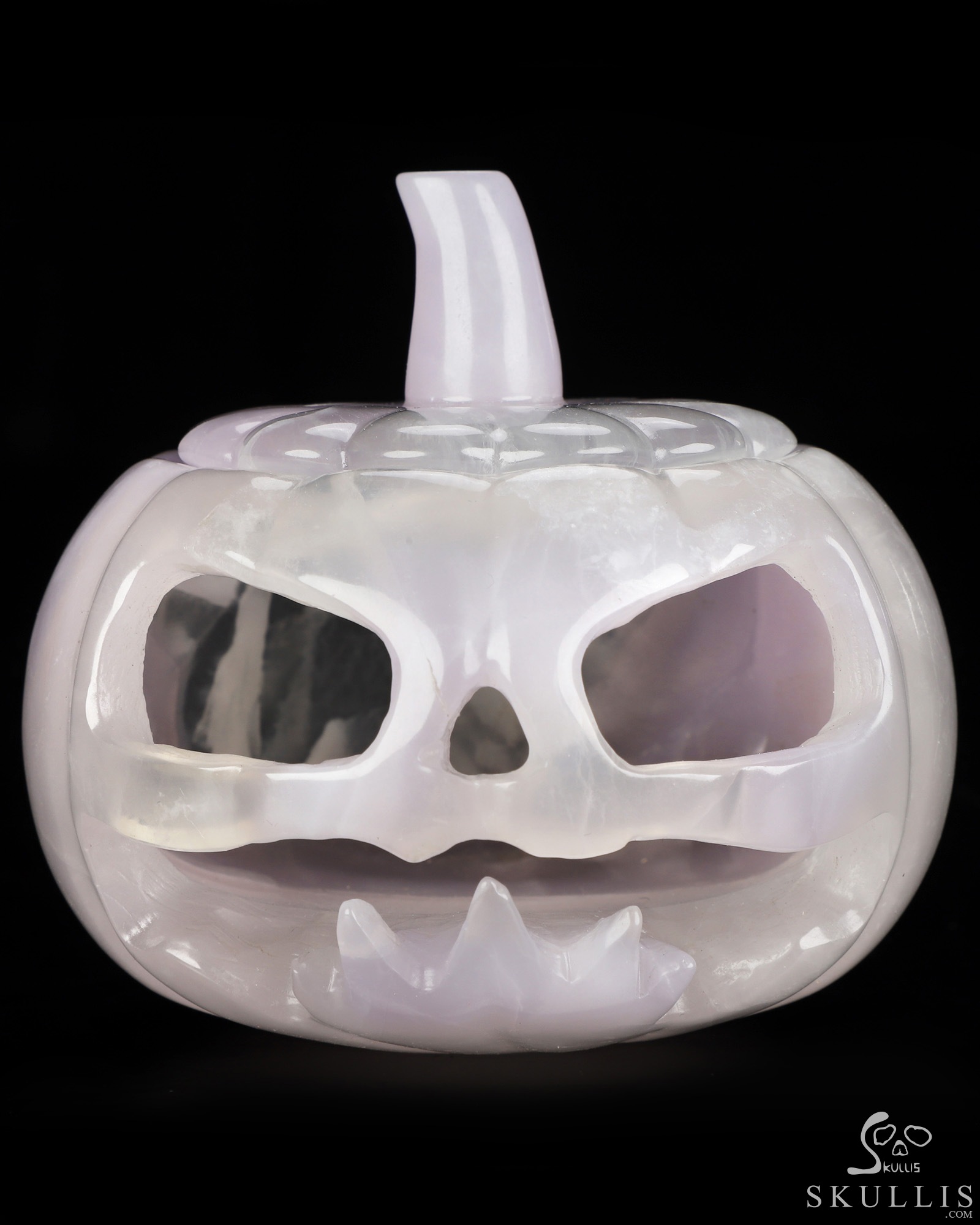 4.1" Fluorite Hand Carved Hollow Jack-O'-Lantern Pumpkin Crystal Skull Sculpture, Crystal Healing 4.1" Fluorite Hand Carved Hollow Jack-O'-Lantern Pumpkin Crystal Skull Sculpture, Crystal Healing