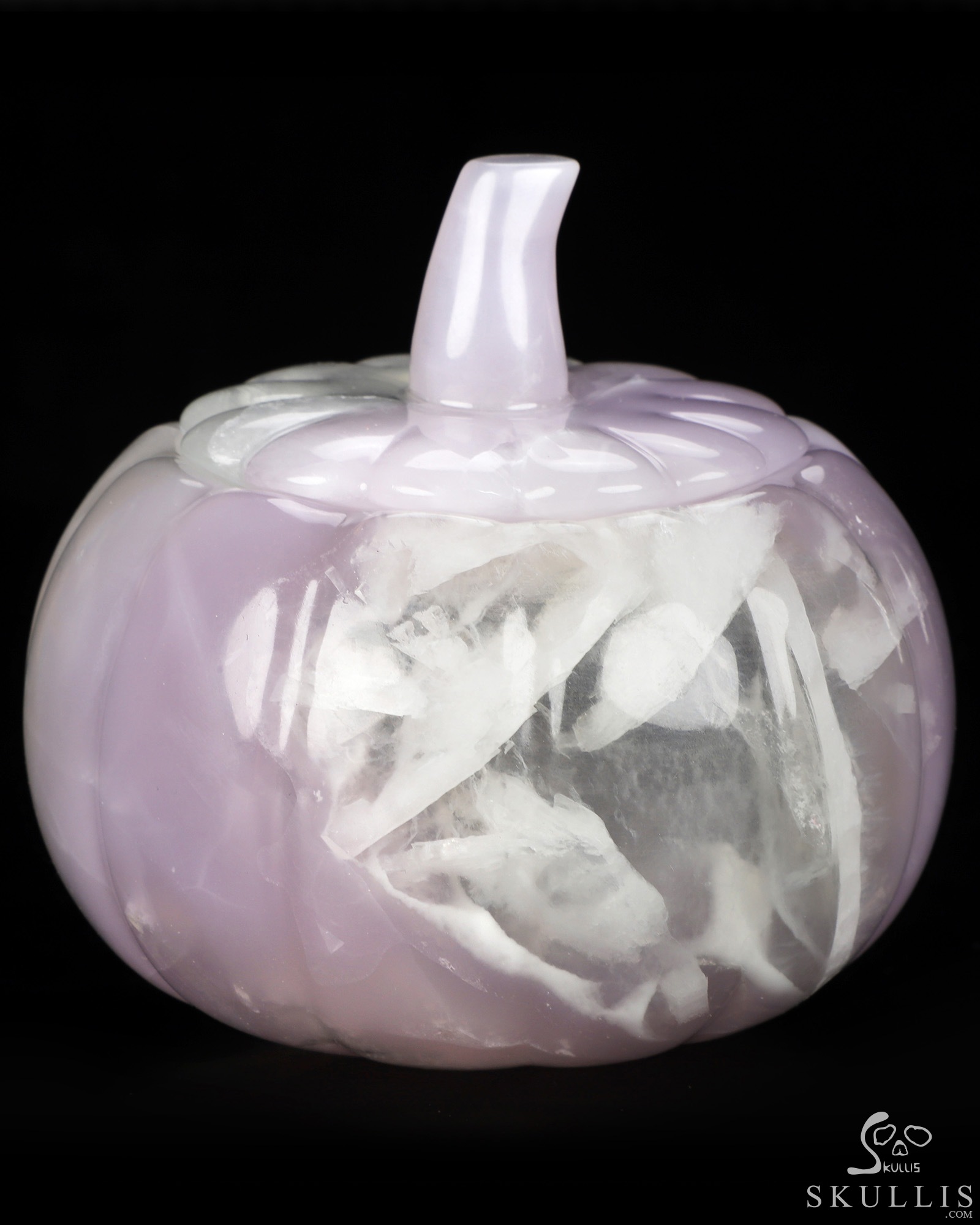 4.1" Fluorite Hand Carved Hollow Jack-O'-Lantern Pumpkin Crystal Skull Sculpture, Crystal Healing 4.1" Fluorite Hand Carved Hollow Jack-O'-Lantern Pumpkin Crystal Skull Sculpture, Crystal Healing