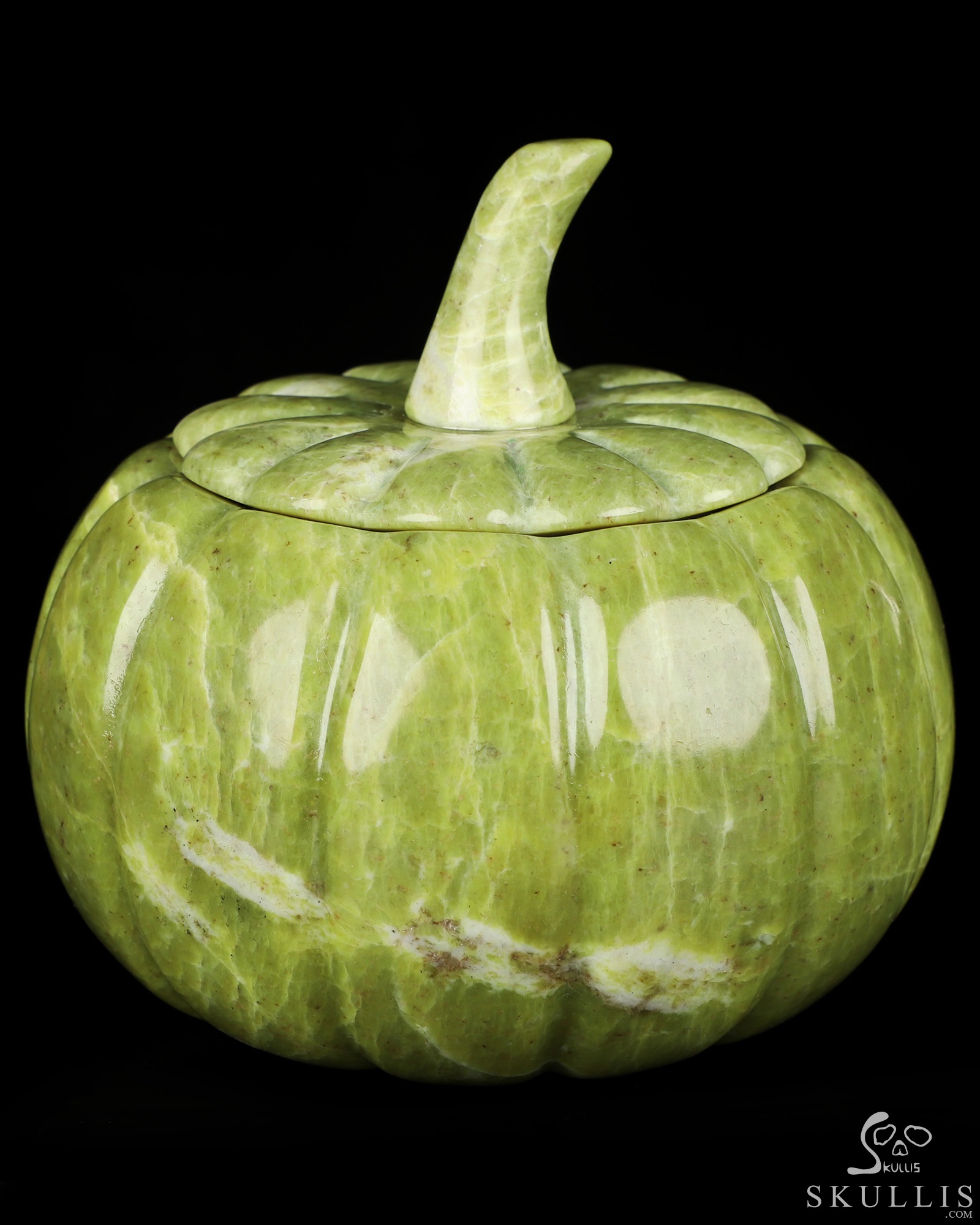 5.0" Lemon Stone Hand Carved Hollow Jack-O'-Lantern Pumpkin Crystal Skull Sculpture, Crystal Healing 5.0" Lemon Stone Hand Carved Hollow Jack-O'-Lantern Pumpkin Crystal Skull Sculpture, Crystal Healing
