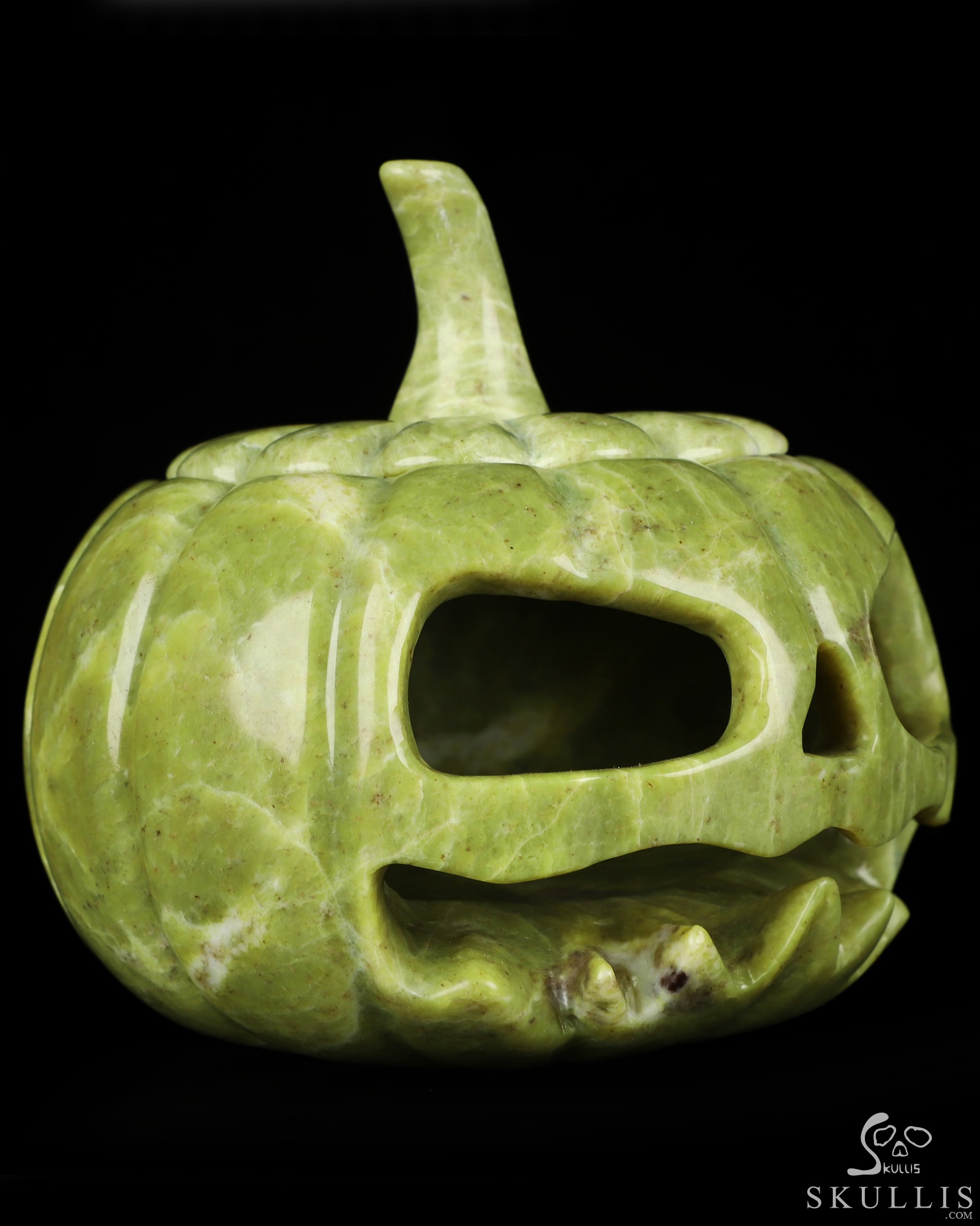 5.0" Lemon Stone Hand Carved Hollow Jack-O'-Lantern Pumpkin Crystal Skull Sculpture, Crystal Healing 5.0" Lemon Stone Hand Carved Hollow Jack-O'-Lantern Pumpkin Crystal Skull Sculpture, Crystal Healing