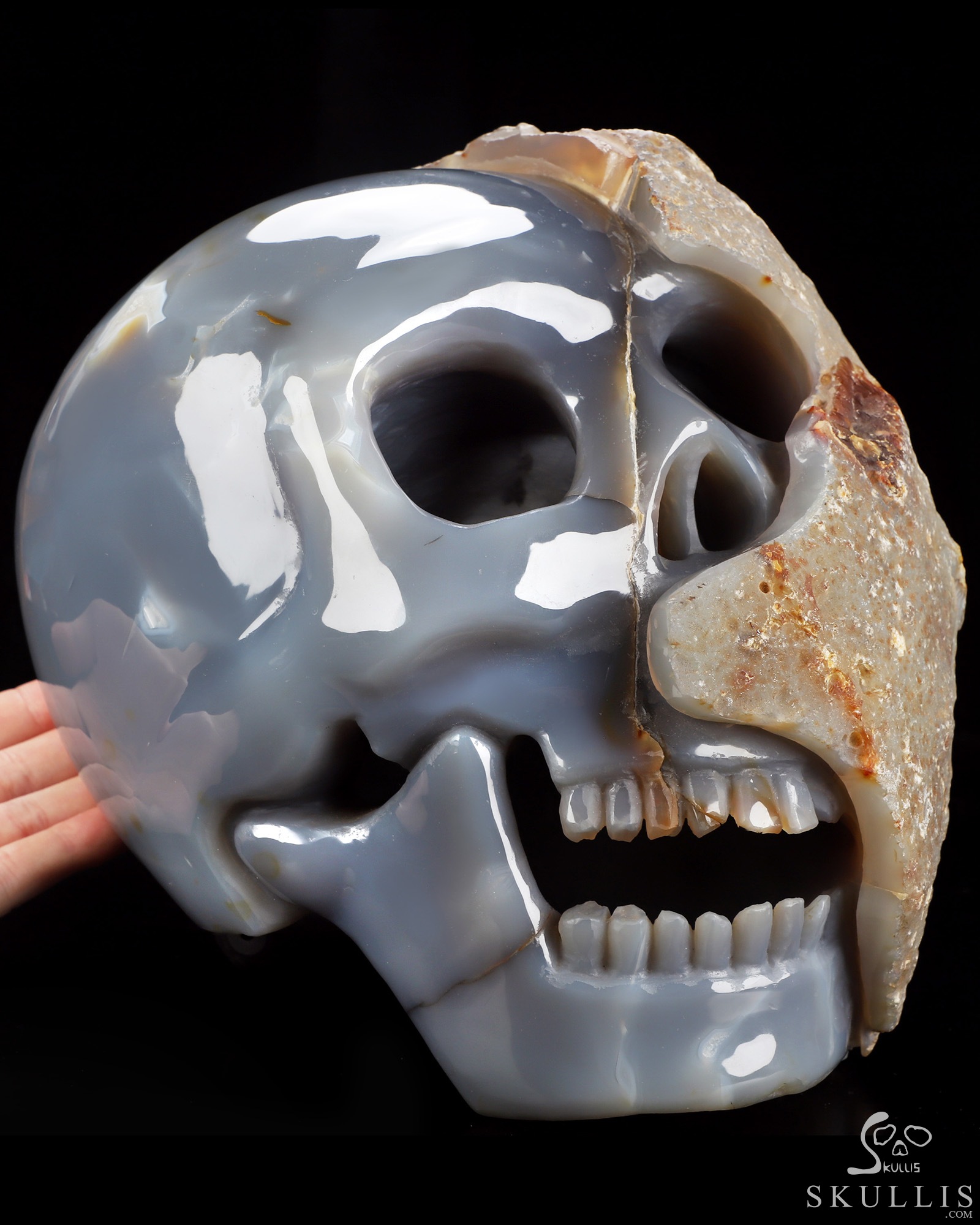 10.4" Agate Hand Carved Crystal Skull Fine Art Sculpture, Crystal Healing 10.4" Agate Hand Carved Crystal Skull Fine Art Sculpture, Crystal Healing