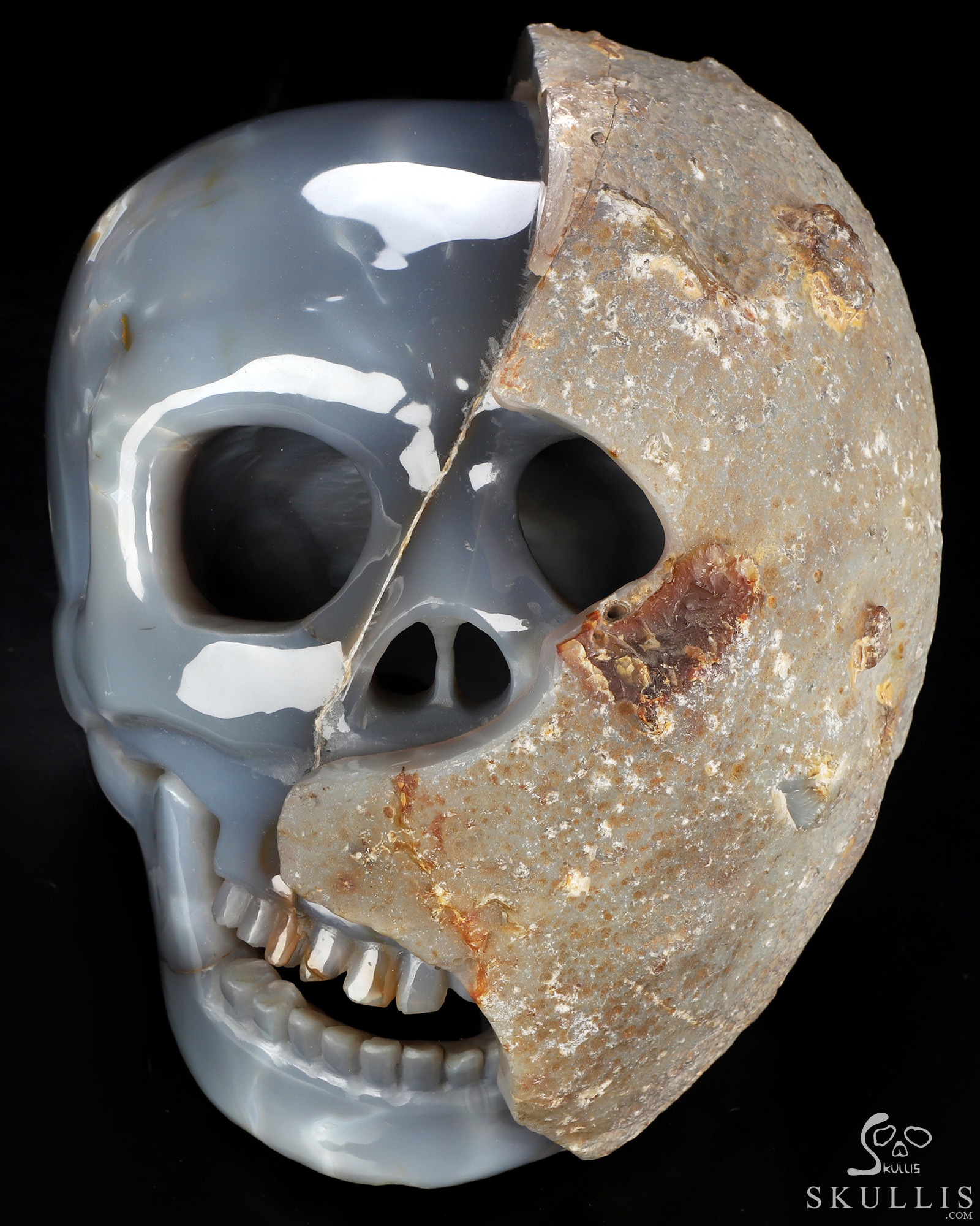 10.4" Agate Hand Carved Crystal Skull Fine Art Sculpture, Crystal Healing 10.4" Agate Hand Carved Crystal Skull Fine Art Sculpture, Crystal Healing