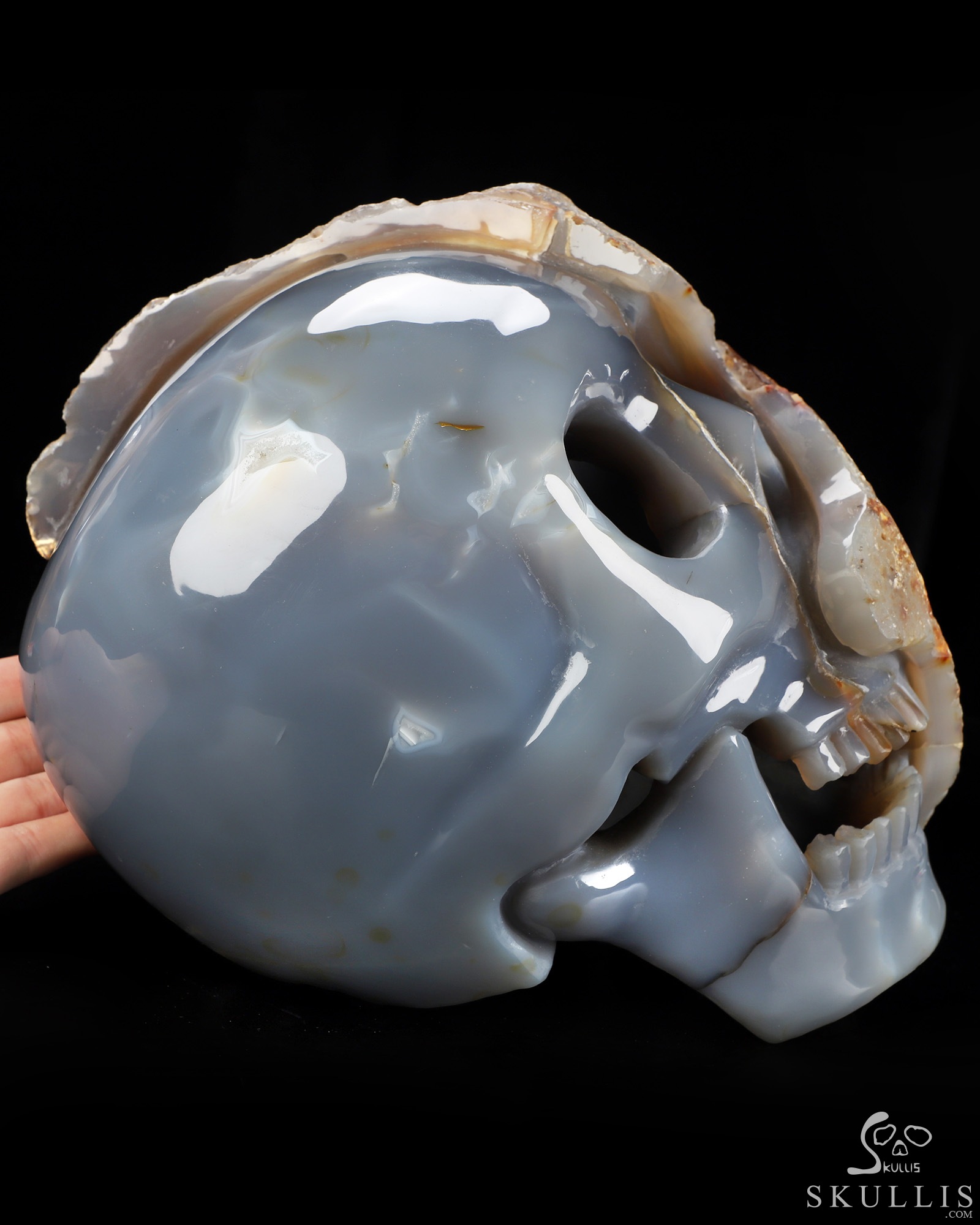 10.4" Agate Hand Carved Crystal Skull Fine Art Sculpture, Crystal Healing 10.4" Agate Hand Carved Crystal Skull Fine Art Sculpture, Crystal Healing