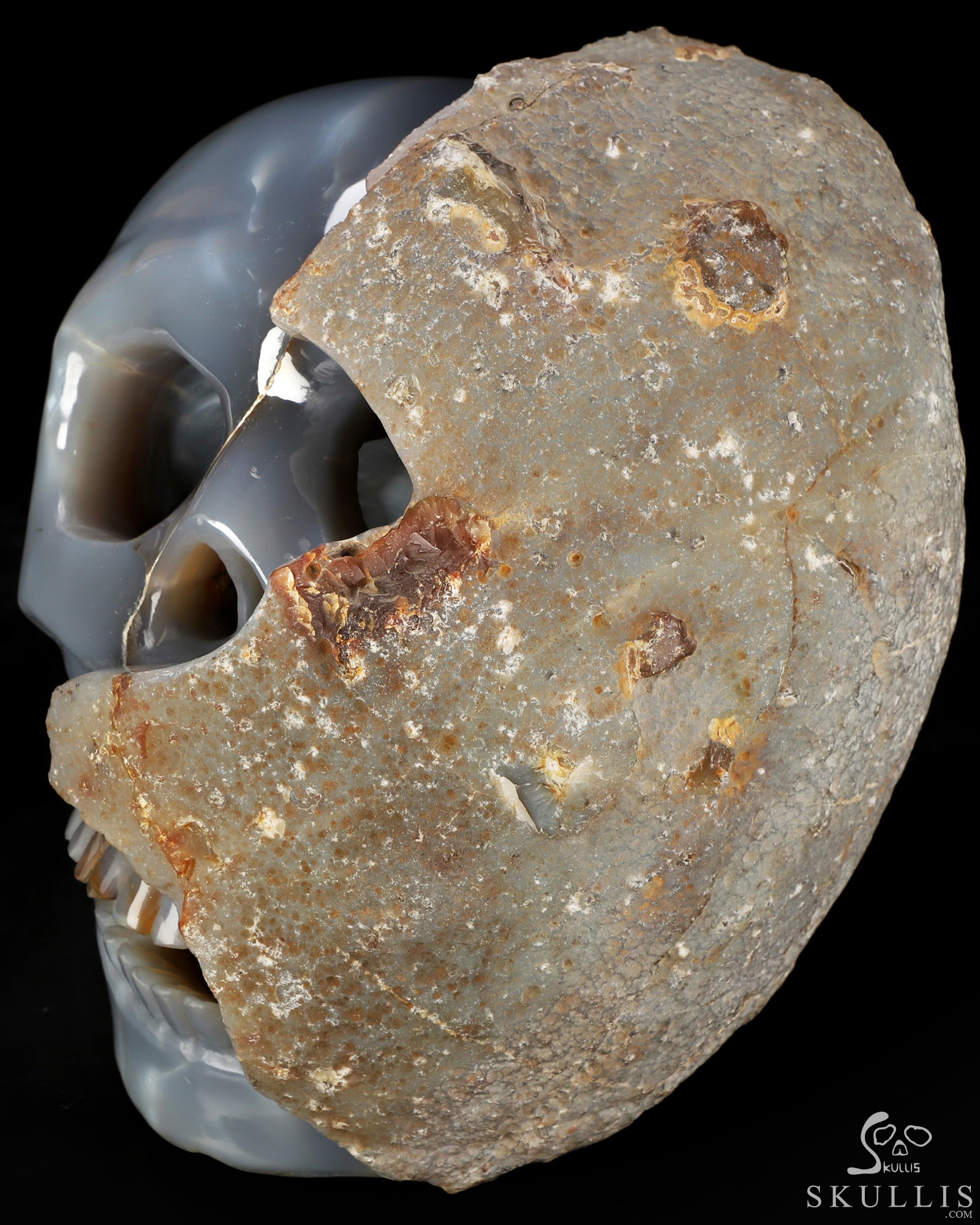 10.4" Agate Hand Carved Crystal Skull Fine Art Sculpture, Crystal Healing 10.4" Agate Hand Carved Crystal Skull Fine Art Sculpture, Crystal Healing