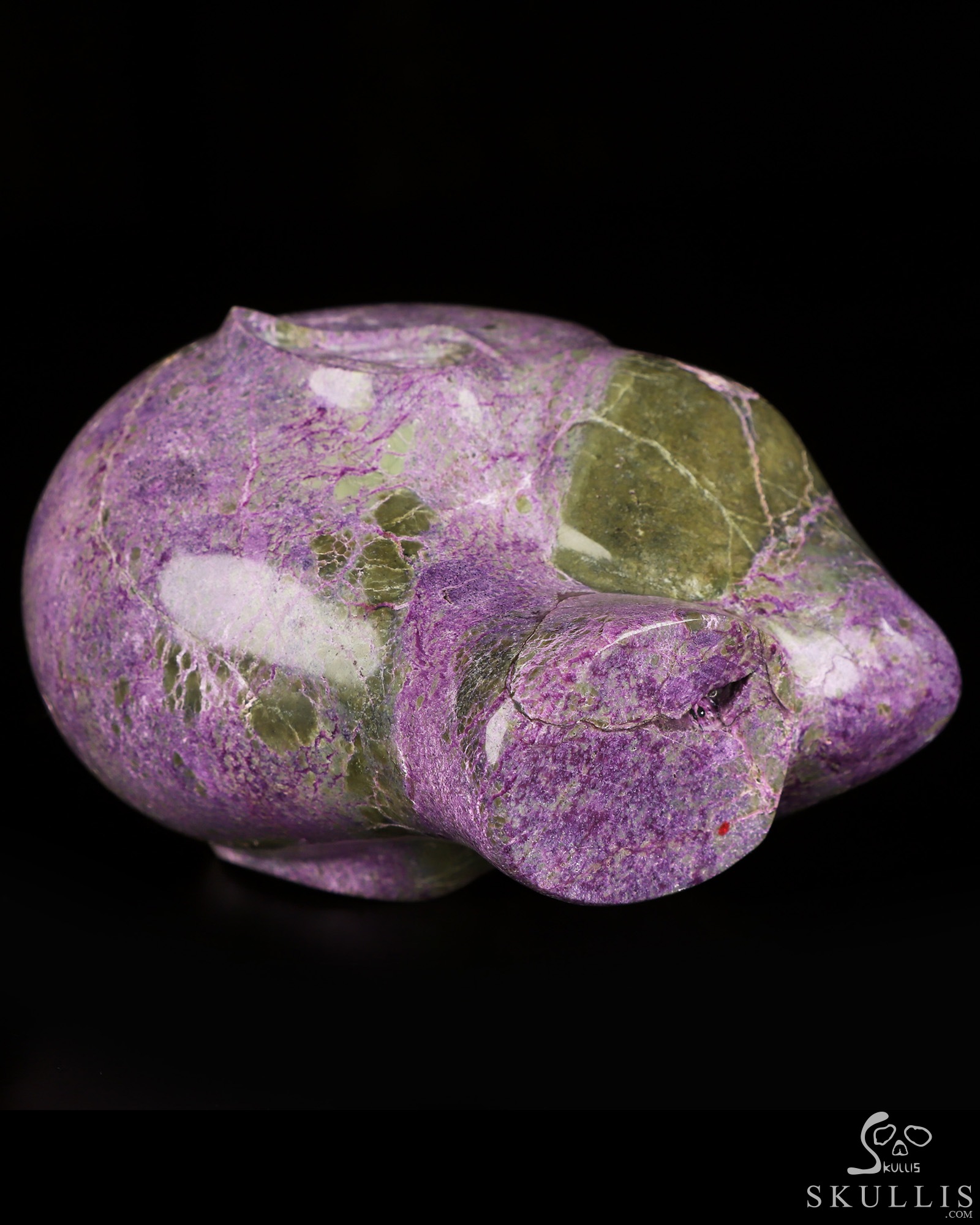 4.1" Stichtite and Serpentine Hand Carved Fairy Elf Alien Crystal Skull Companion Sculpture, Crystal Healing 4.1" Stichtite and Serpentine Hand Carved Fairy Elf Alien Crystal Skull Companion Sculpture, Crystal Healing