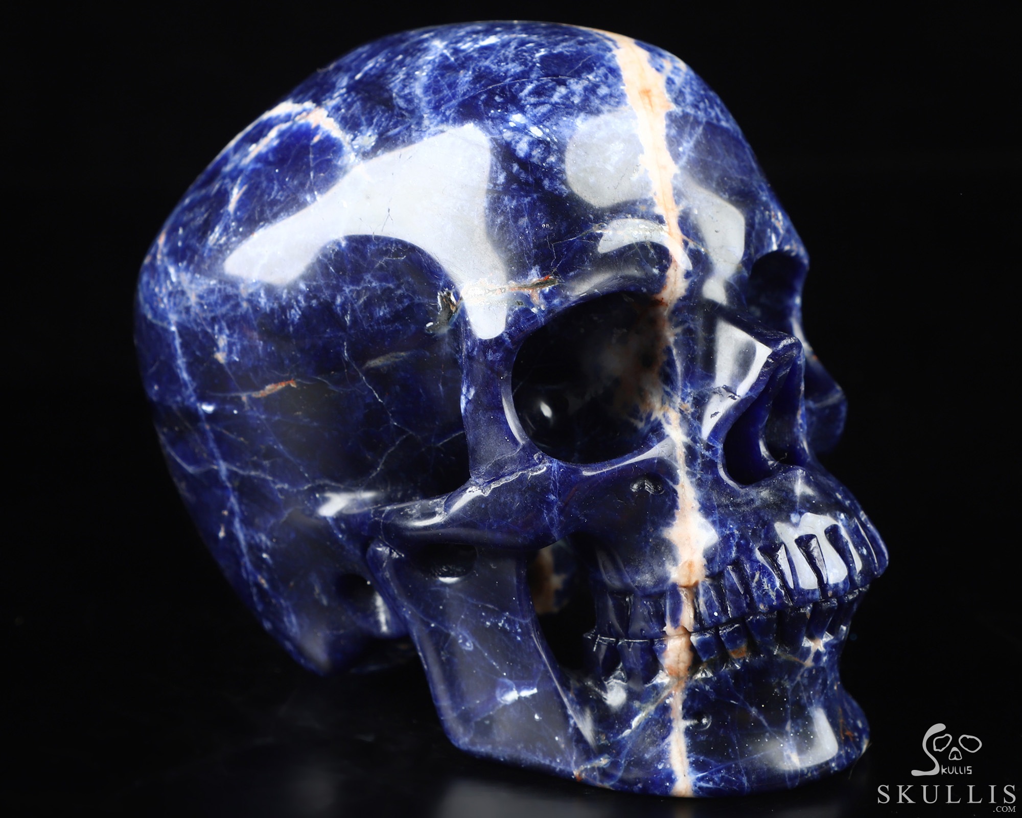 5.0" Sodalite Hand Carved Crystal Skull, Super Realistic, Crystal Healing 5.0" Sodalite Hand Carved Crystal Skull, Super Realistic, Crystal Healing