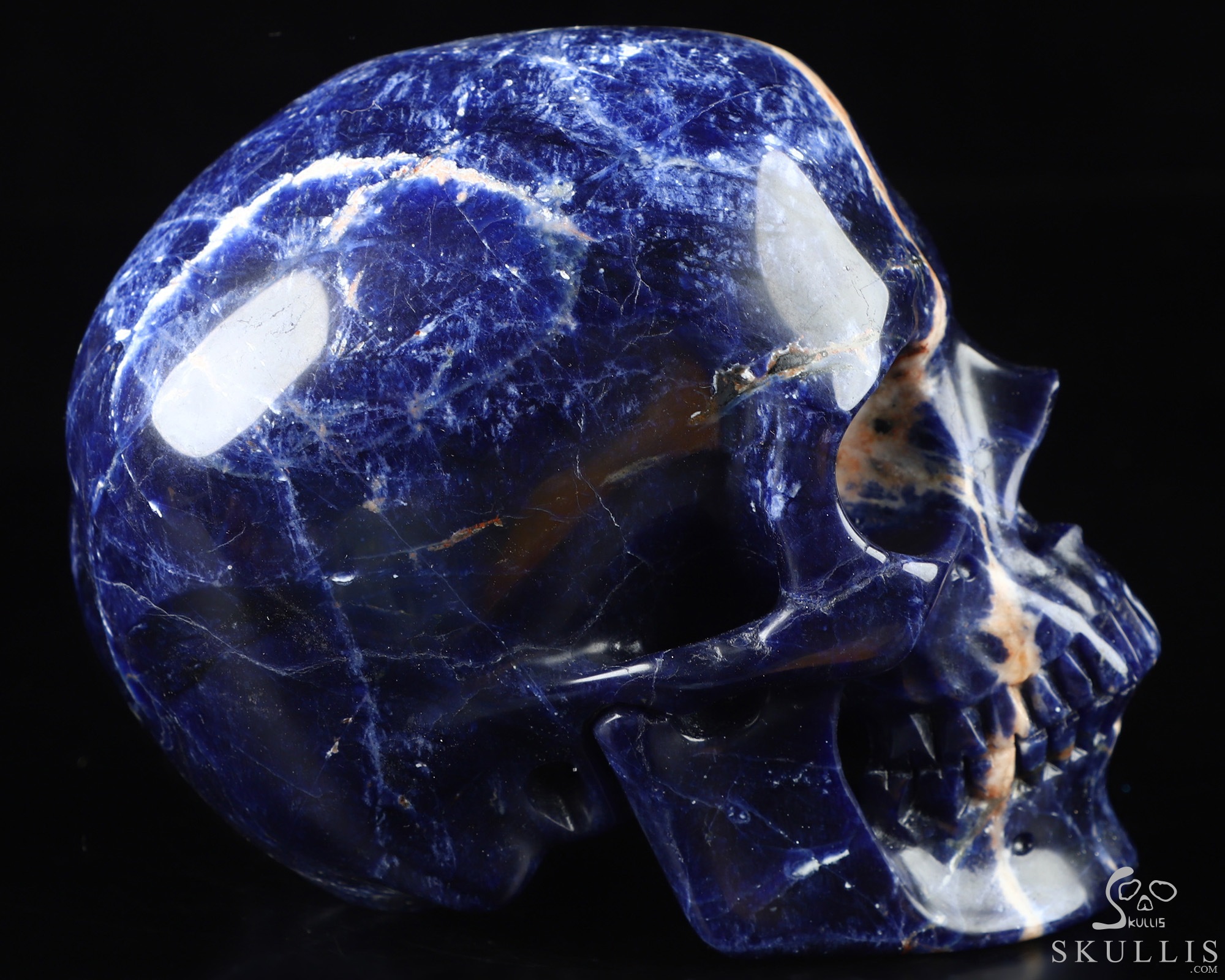 5.0" Sodalite Hand Carved Crystal Skull, Super Realistic, Crystal Healing 5.0" Sodalite Hand Carved Crystal Skull, Super Realistic, Crystal Healing