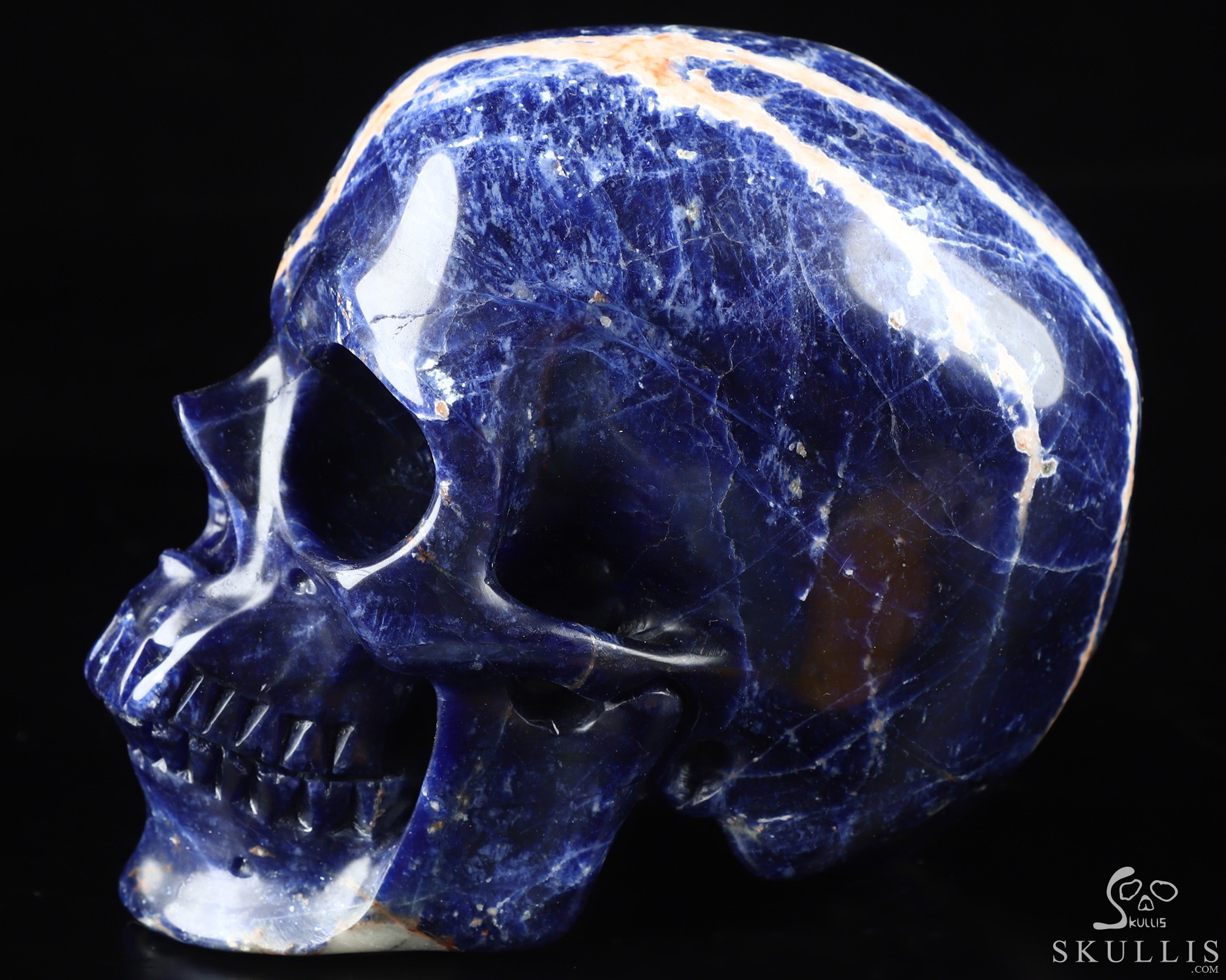 5.0" Sodalite Hand Carved Crystal Skull, Super Realistic, Crystal Healing 5.0" Sodalite Hand Carved Crystal Skull, Super Realistic, Crystal Healing