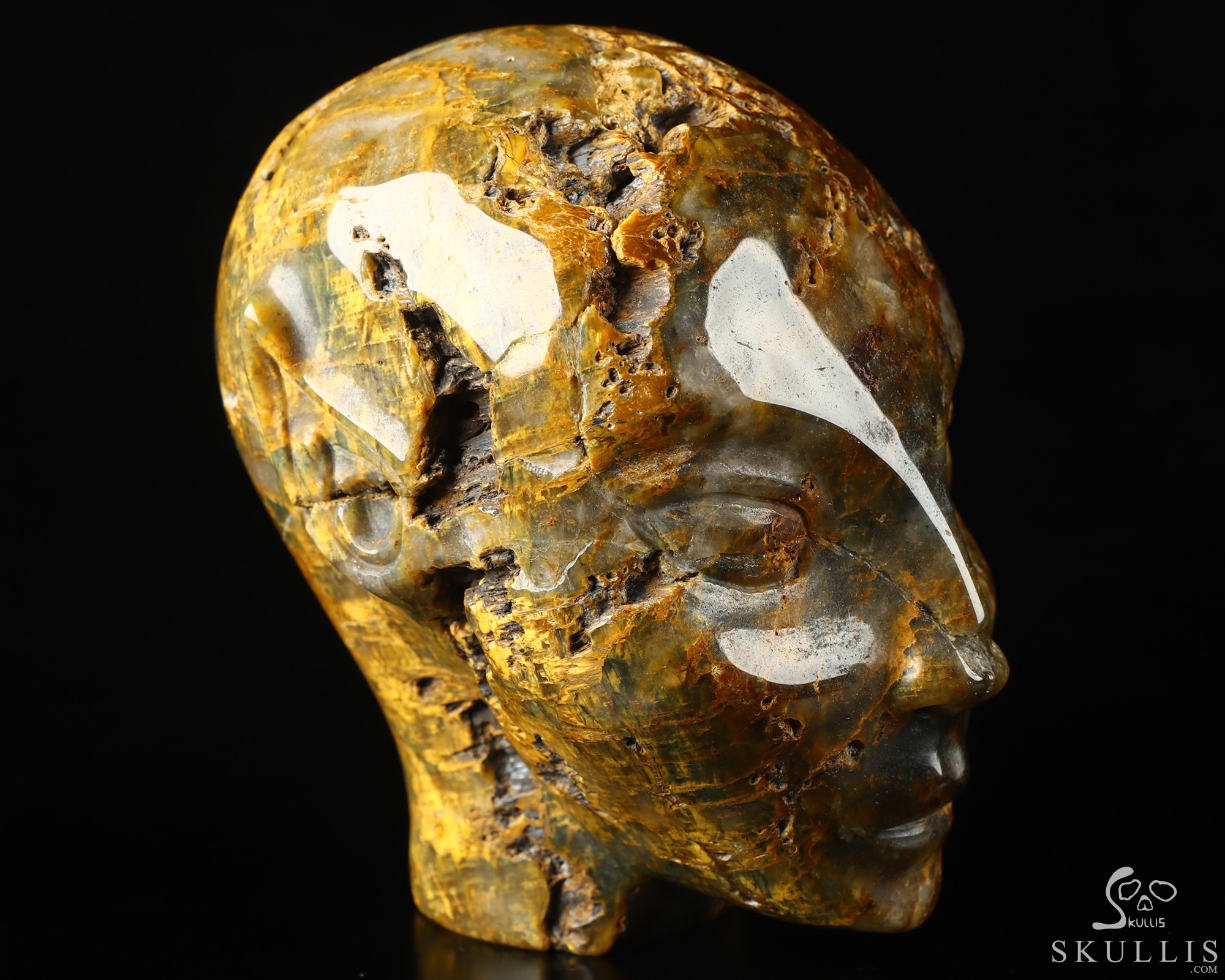 4.1" New Pietersite Hand Carved Fairy Elf Alien Crystal Skull Companion Sculpture, Crystal Healing 4.1" New Pietersite Hand Carved Fairy Elf Alien Crystal Skull Companion Sculpture, Crystal Healing