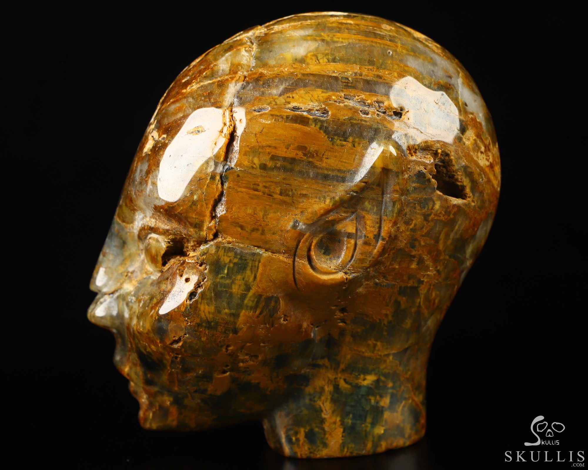 4.1" New Pietersite Hand Carved Fairy Elf Alien Crystal Skull Companion Sculpture, Crystal Healing 4.1" New Pietersite Hand Carved Fairy Elf Alien Crystal Skull Companion Sculpture, Crystal Healing