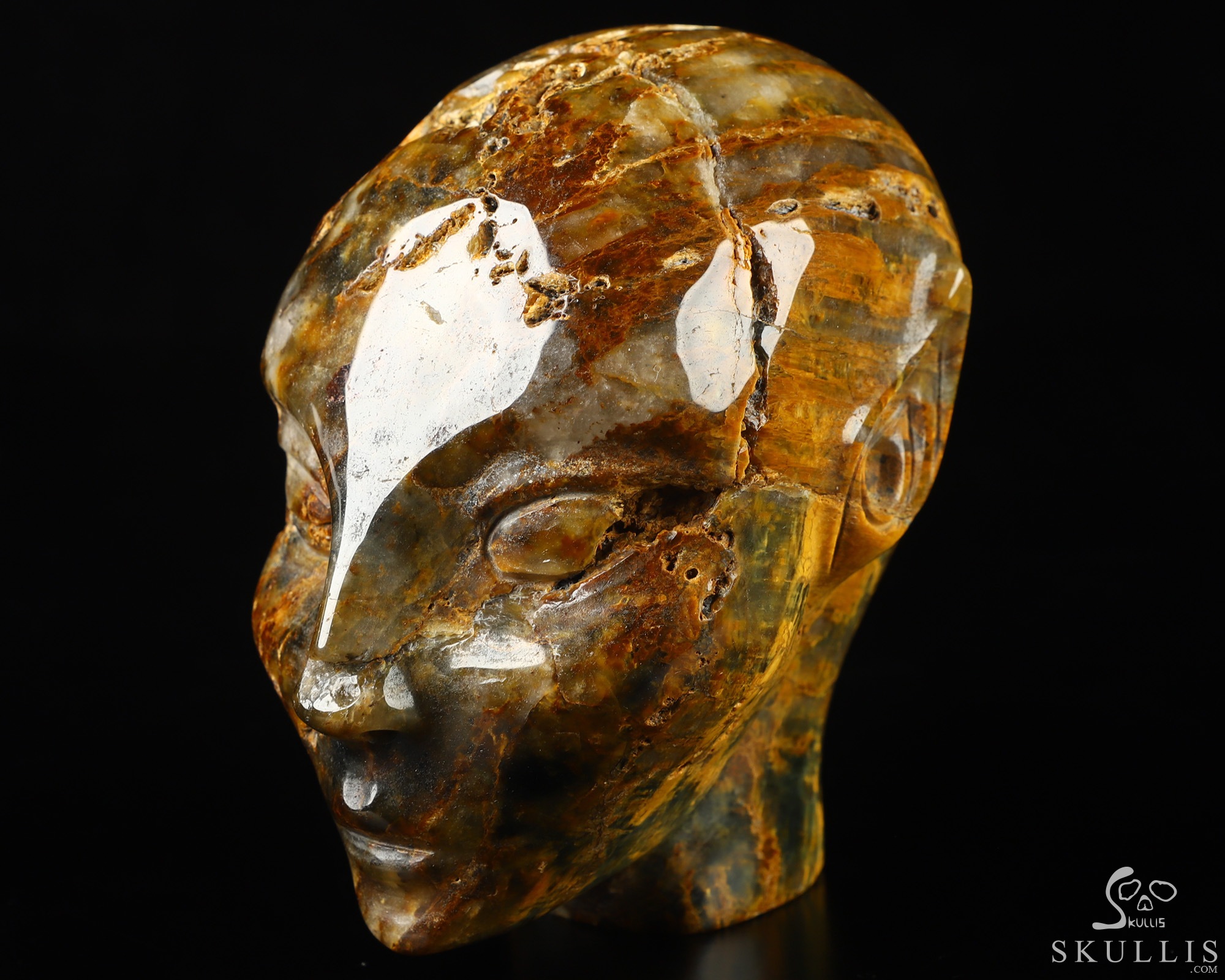 4.1" New Pietersite Hand Carved Fairy Elf Alien Crystal Skull Companion Sculpture, Crystal Healing 4.1" New Pietersite Hand Carved Fairy Elf Alien Crystal Skull Companion Sculpture, Crystal Healing