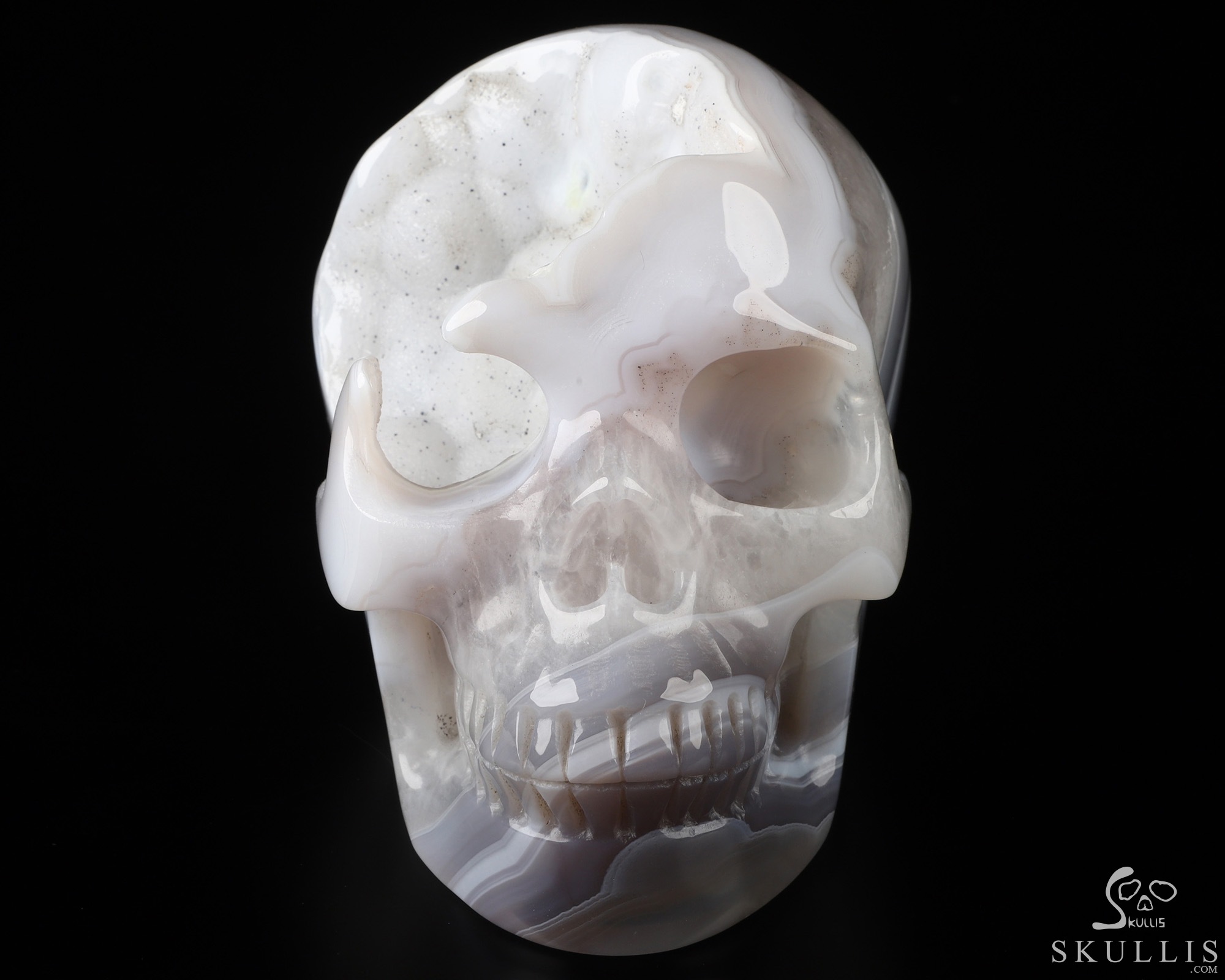 5.2" Agate Geode Hand Carved Crystal Skull, Realistic, Crystal Healing 5.2" Agate Geode Hand Carved Crystal Skull, Realistic, Crystal Healing