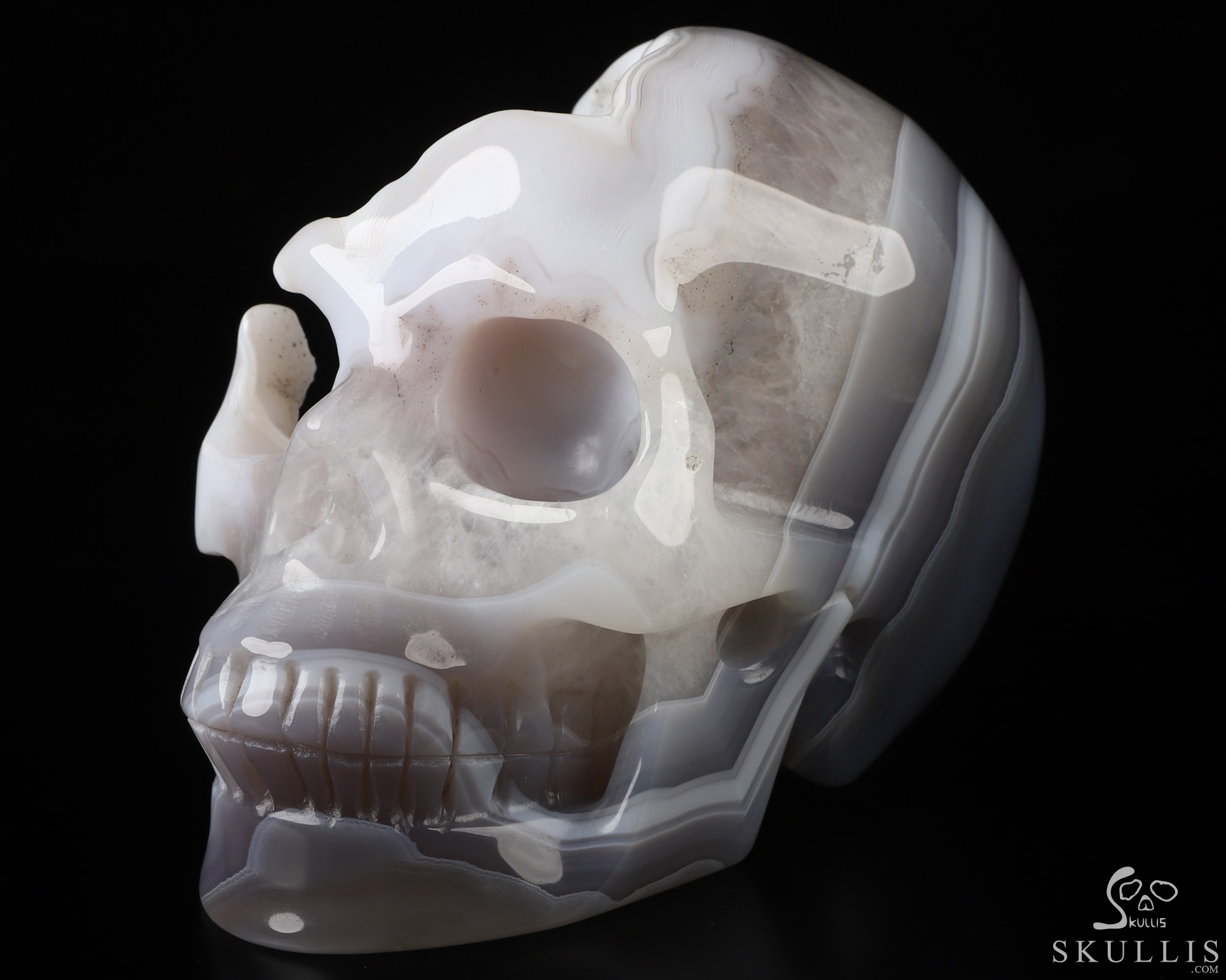 5.2" Agate Geode Hand Carved Crystal Skull, Realistic, Crystal Healing 5.2" Agate Geode Hand Carved Crystal Skull, Realistic, Crystal Healing