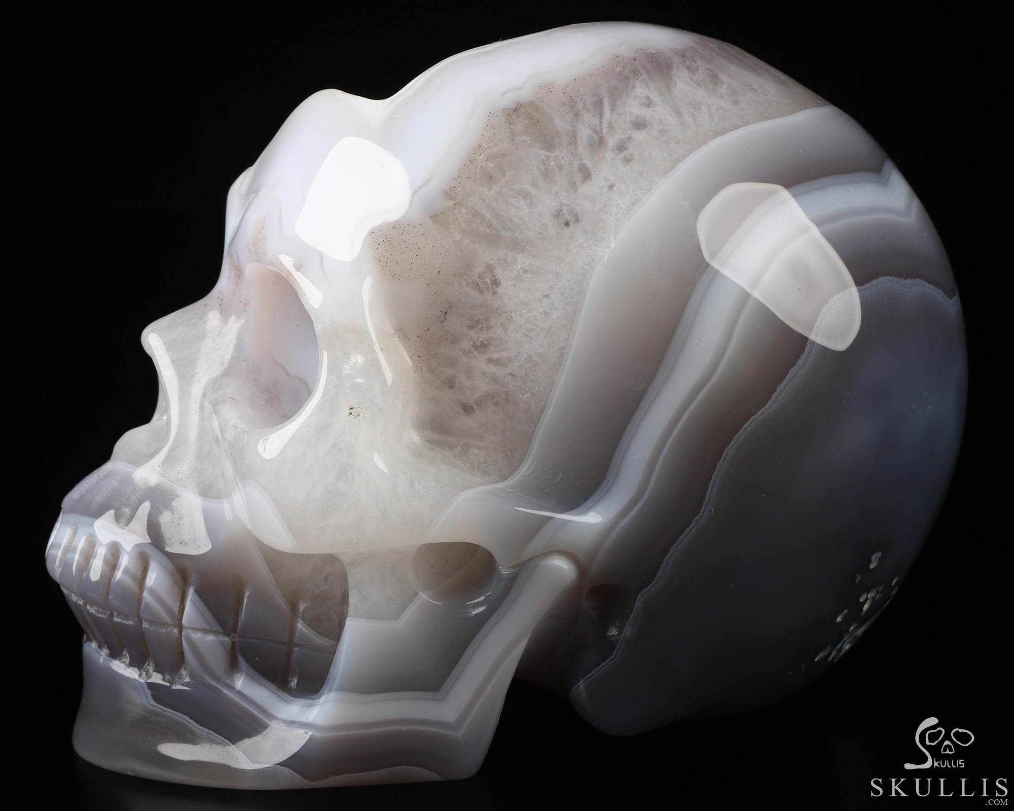 5.2" Agate Geode Hand Carved Crystal Skull, Realistic, Crystal Healing 5.2" Agate Geode Hand Carved Crystal Skull, Realistic, Crystal Healing