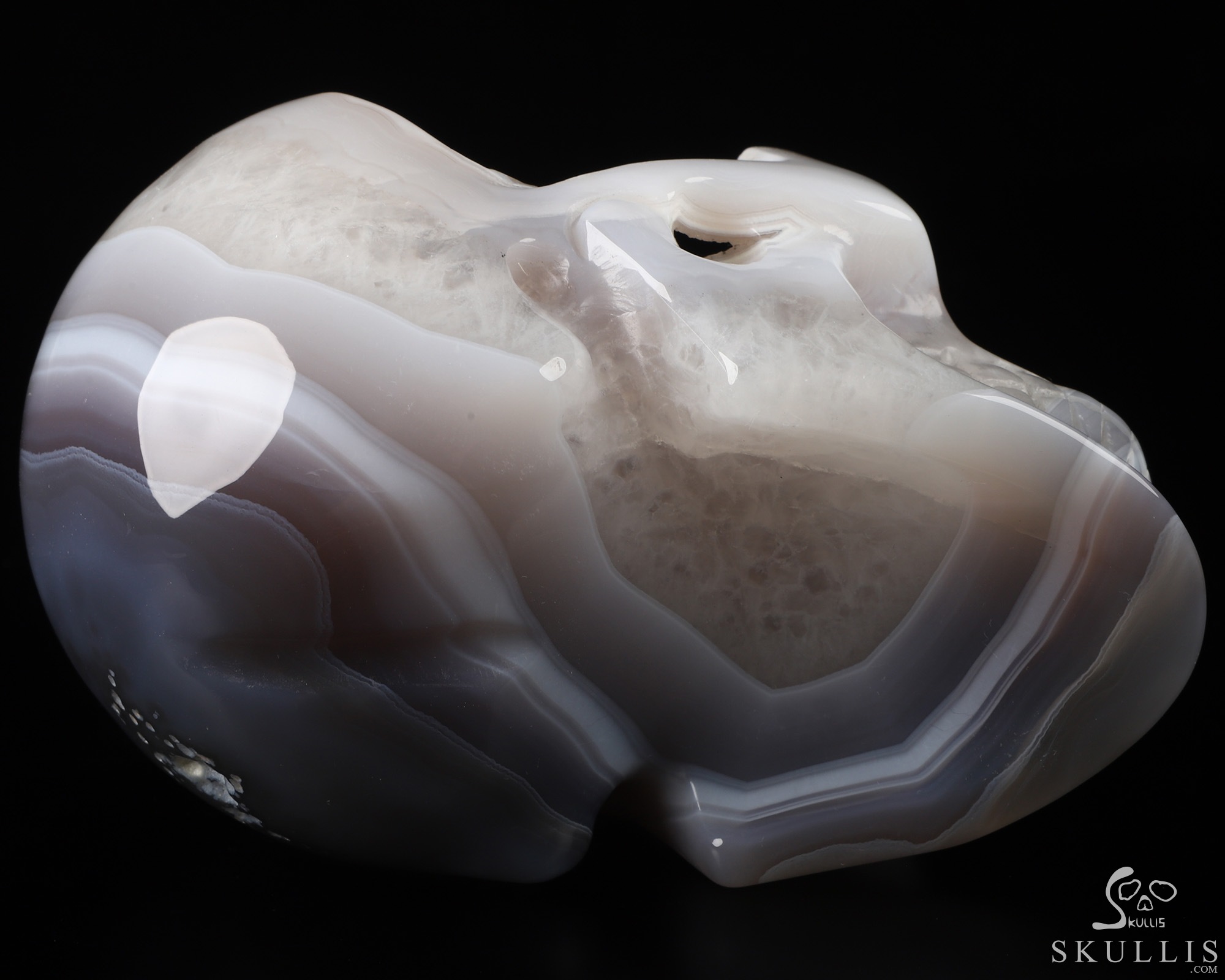 5.2" Agate Geode Hand Carved Crystal Skull, Realistic, Crystal Healing 5.2" Agate Geode Hand Carved Crystal Skull, Realistic, Crystal Healing