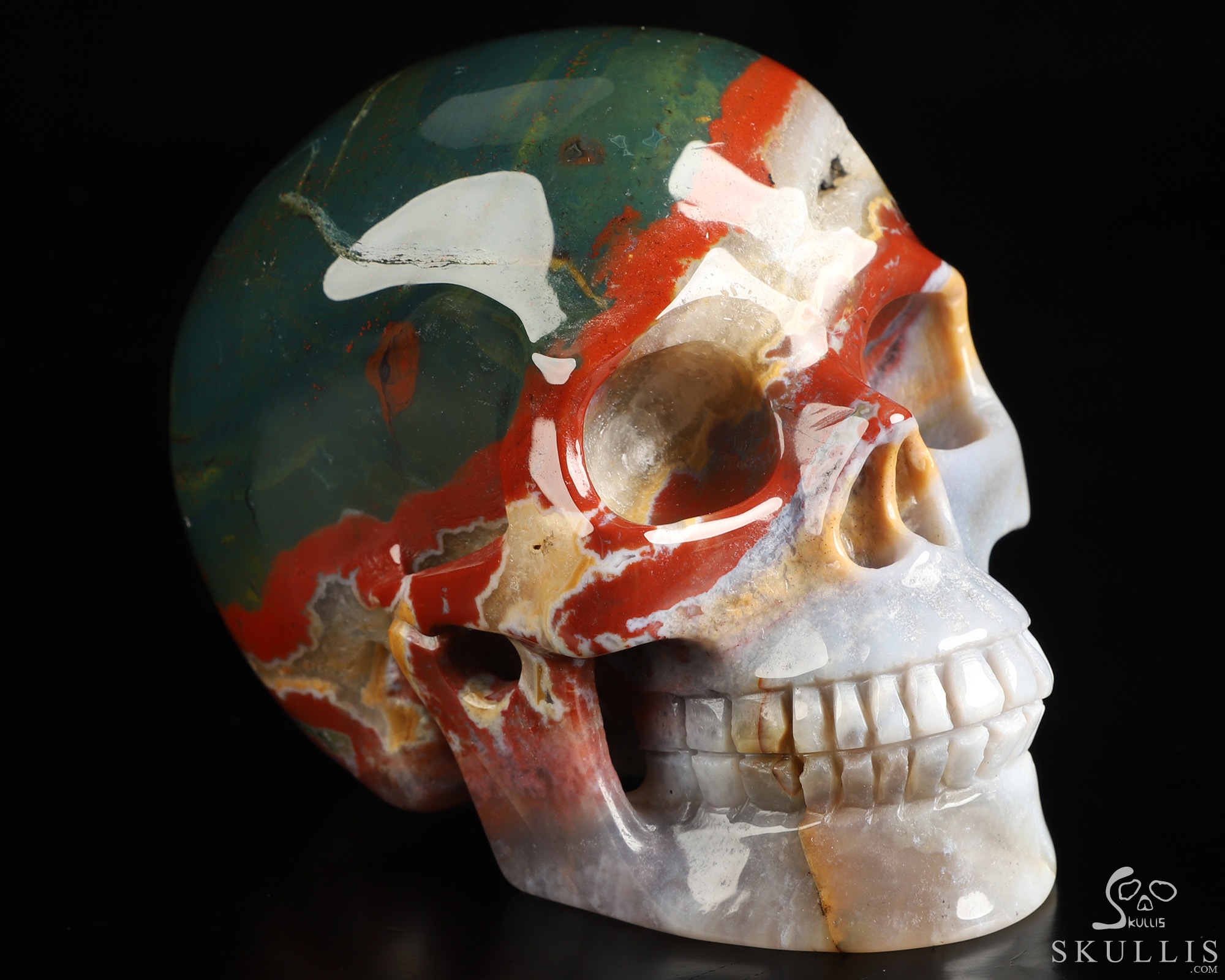 4.5" Bloodstone Hand Carved Crystal Skull, Realistic, Crystal Healing 4.5" Bloodstone Hand Carved Crystal Skull, Realistic, Crystal Healing