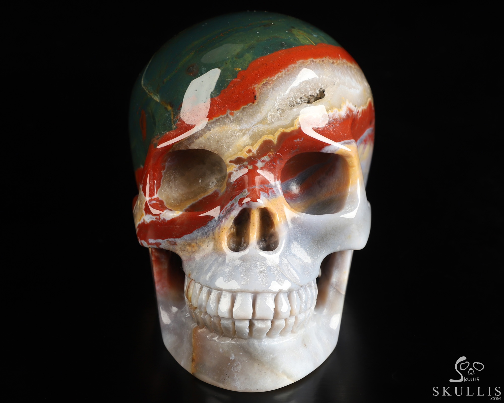 4.5" Bloodstone Hand Carved Crystal Skull, Realistic, Crystal Healing 4.5" Bloodstone Hand Carved Crystal Skull, Realistic, Crystal Healing