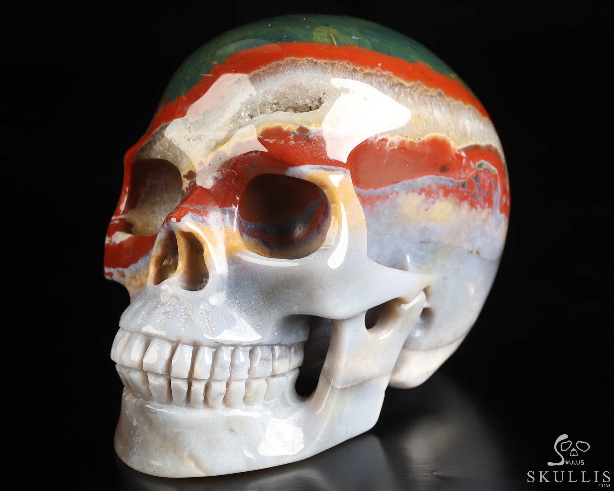 4.5" Bloodstone Hand Carved Crystal Skull, Realistic, Crystal Healing 4.5" Bloodstone Hand Carved Crystal Skull, Realistic, Crystal Healing