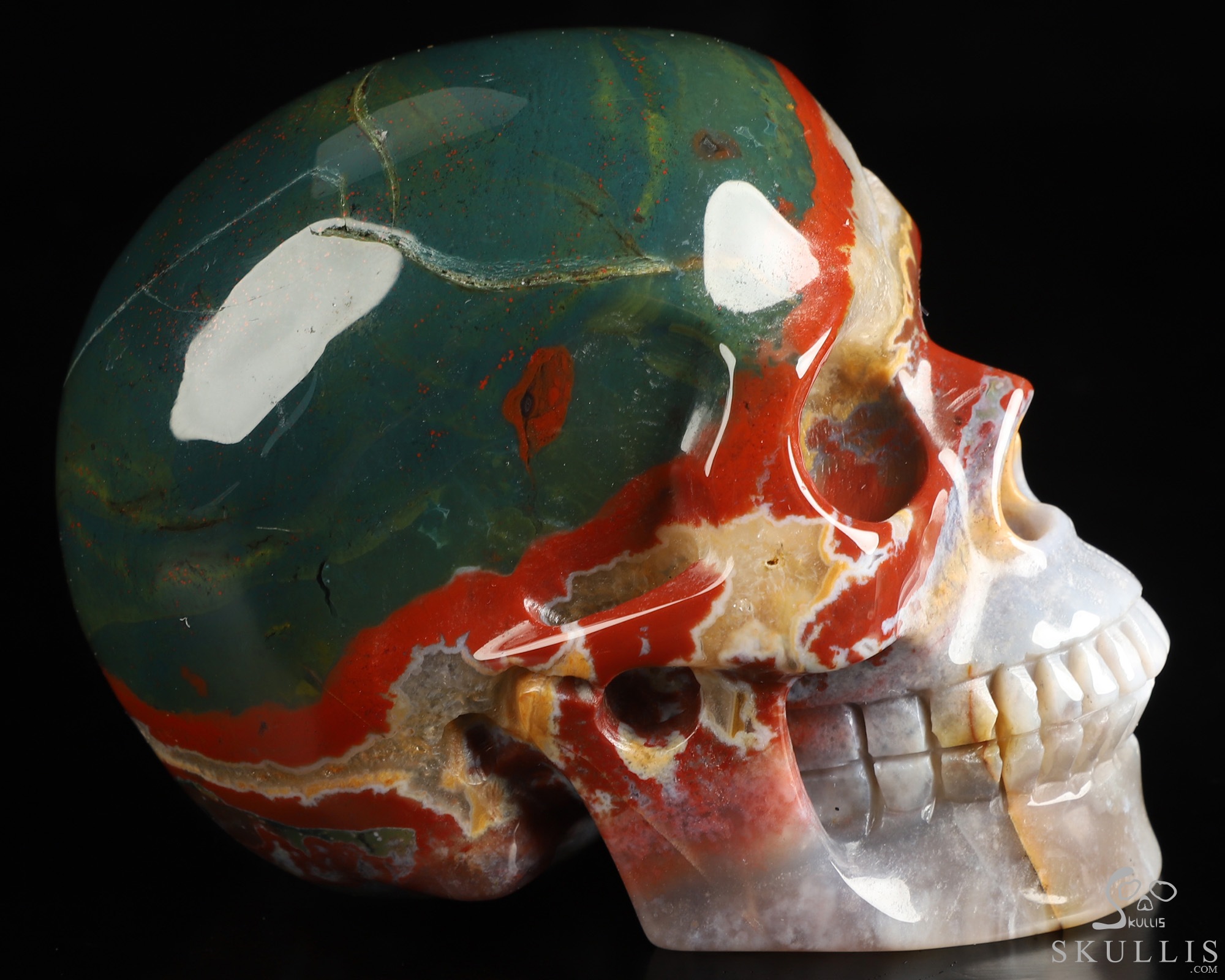 4.5" Bloodstone Hand Carved Crystal Skull, Realistic, Crystal Healing 4.5" Bloodstone Hand Carved Crystal Skull, Realistic, Crystal Healing