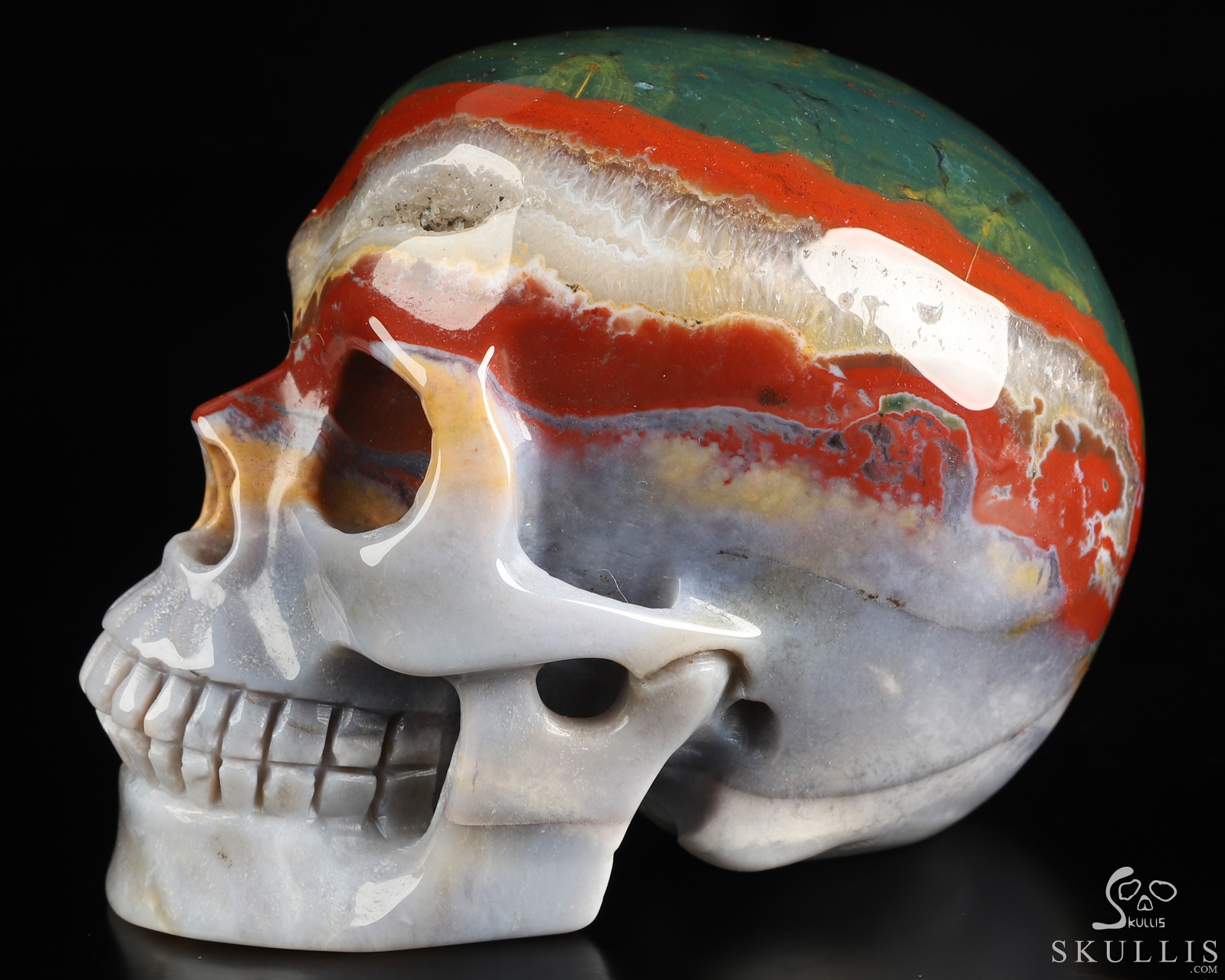 4.5" Bloodstone Hand Carved Crystal Skull, Realistic, Crystal Healing 4.5" Bloodstone Hand Carved Crystal Skull, Realistic, Crystal Healing