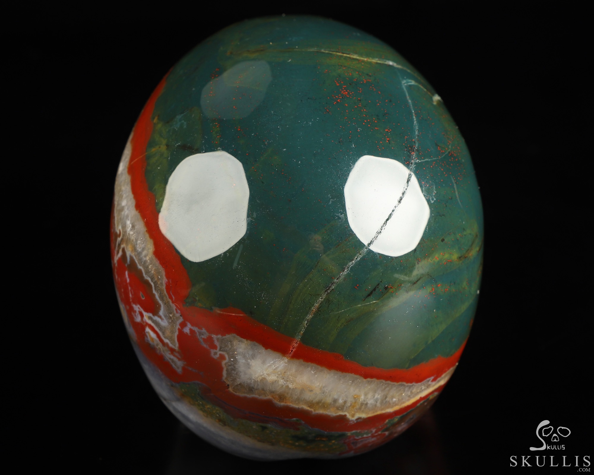 4.5" Bloodstone Hand Carved Crystal Skull, Realistic, Crystal Healing 4.5" Bloodstone Hand Carved Crystal Skull, Realistic, Crystal Healing