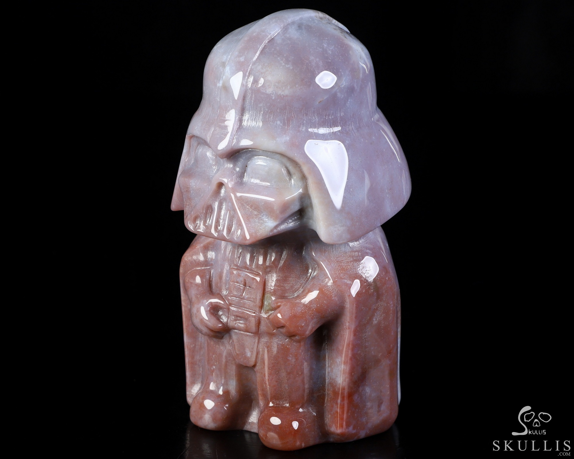 4.2" Indian Agate Hand Carved Crystal Darth Vader Fine Art Sculpture, Crystal Healing 4.2" Indian Agate Hand Carved Crystal Darth Vader Fine Art Sculpture, Crystal Healing