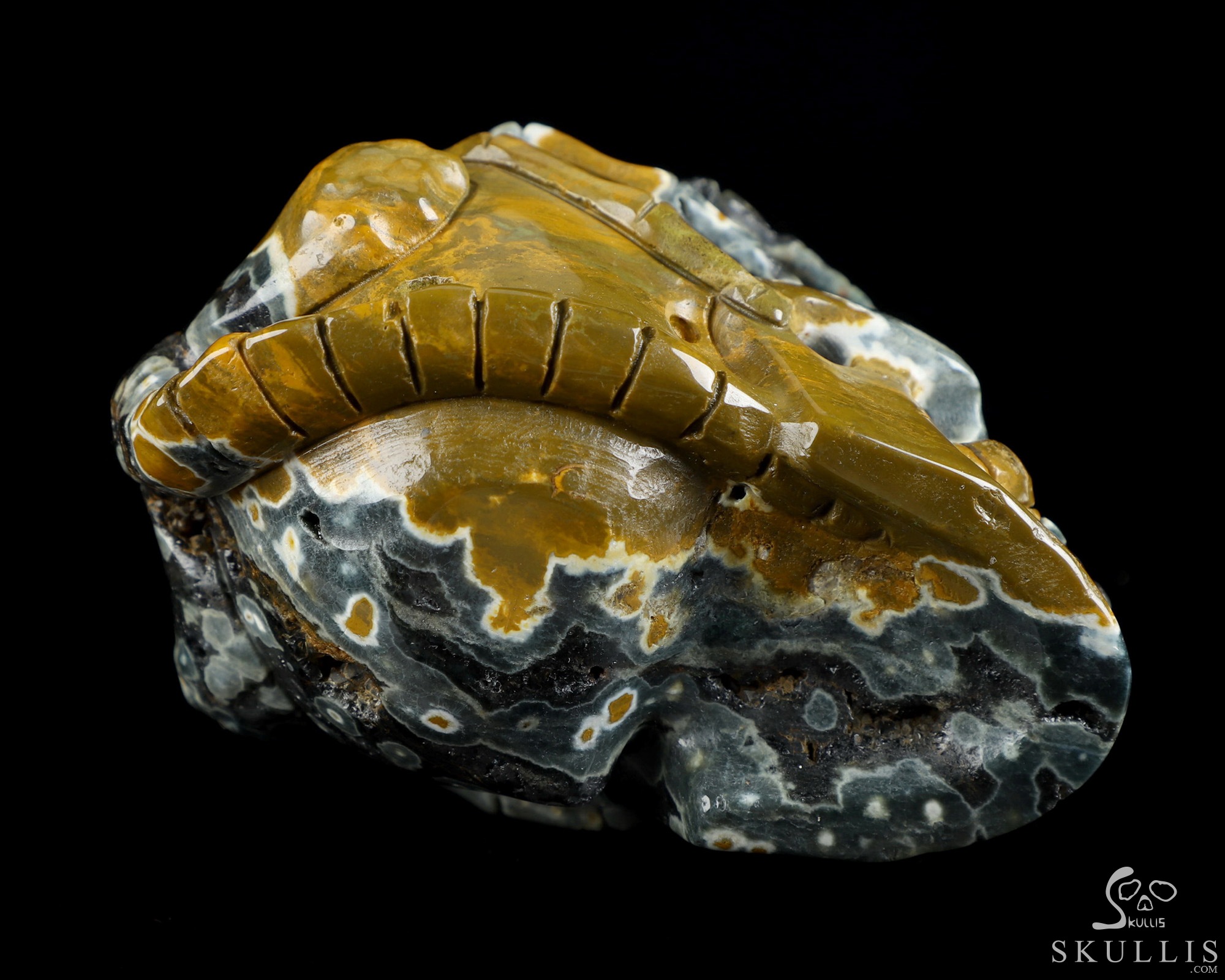 3.9" Ocean Jasper Hand Carved Crystal Skull and Facehugger Sculpture, Crystal Healing 3.9" Ocean Jasper Hand Carved Crystal Skull and Facehugger Sculpture, Crystal Healing