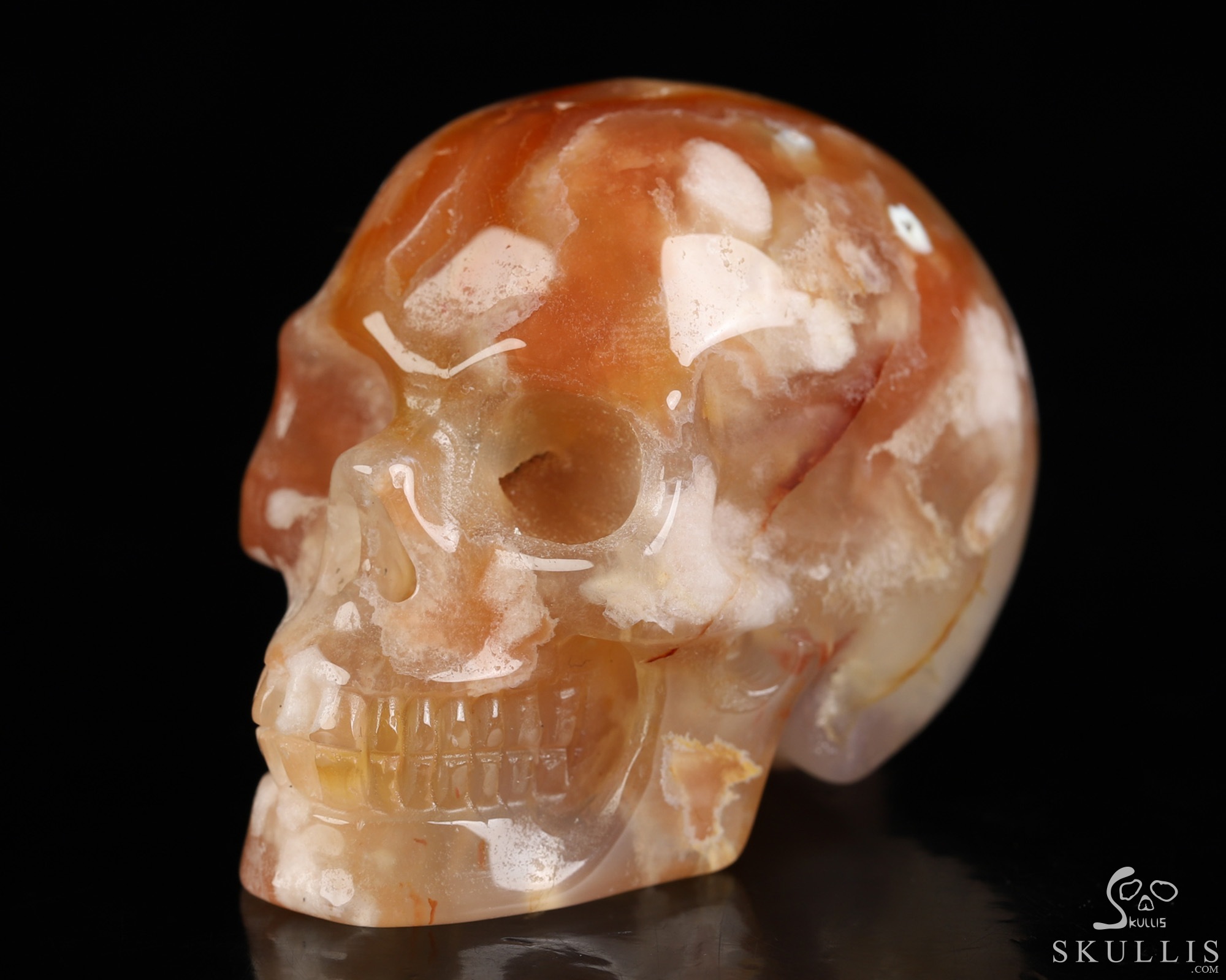 Gemstone 2.0" Sakura Agate Hand Carved Crystal Skull, Realistic, Crystal Healing Gemstone 2.0" Sakura Agate Hand Carved Crystal Skull, Realistic, Crystal Healing