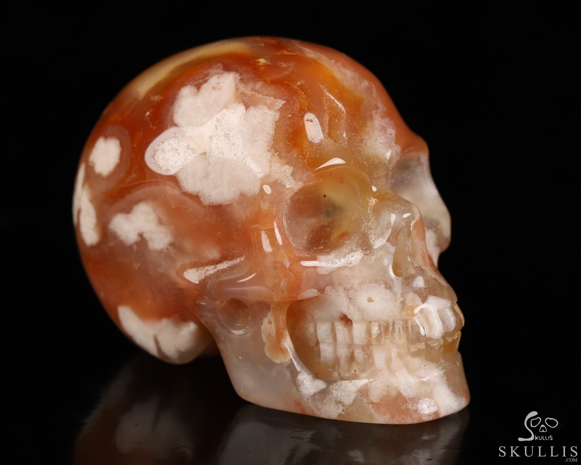 Gemstone 2.0" Sakura Agate Hand Carved Crystal Skull, Realistic, Crystal Healing Gemstone 2.0" Sakura Agate Hand Carved Crystal Skull, Realistic, Crystal Healing