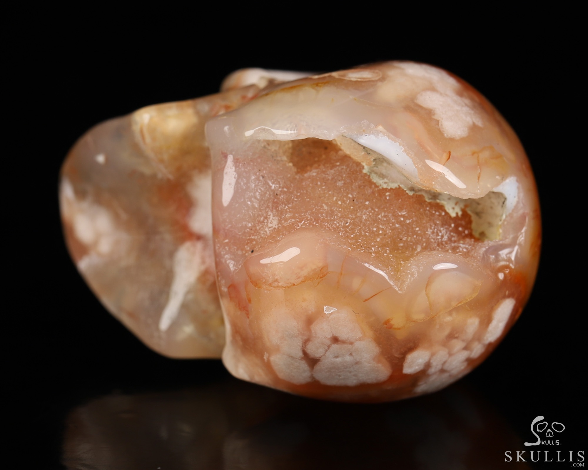 Gemstone 2.0" Sakura Agate Hand Carved Crystal Skull, Realistic, Crystal Healing Gemstone 2.0" Sakura Agate Hand Carved Crystal Skull, Realistic, Crystal Healing